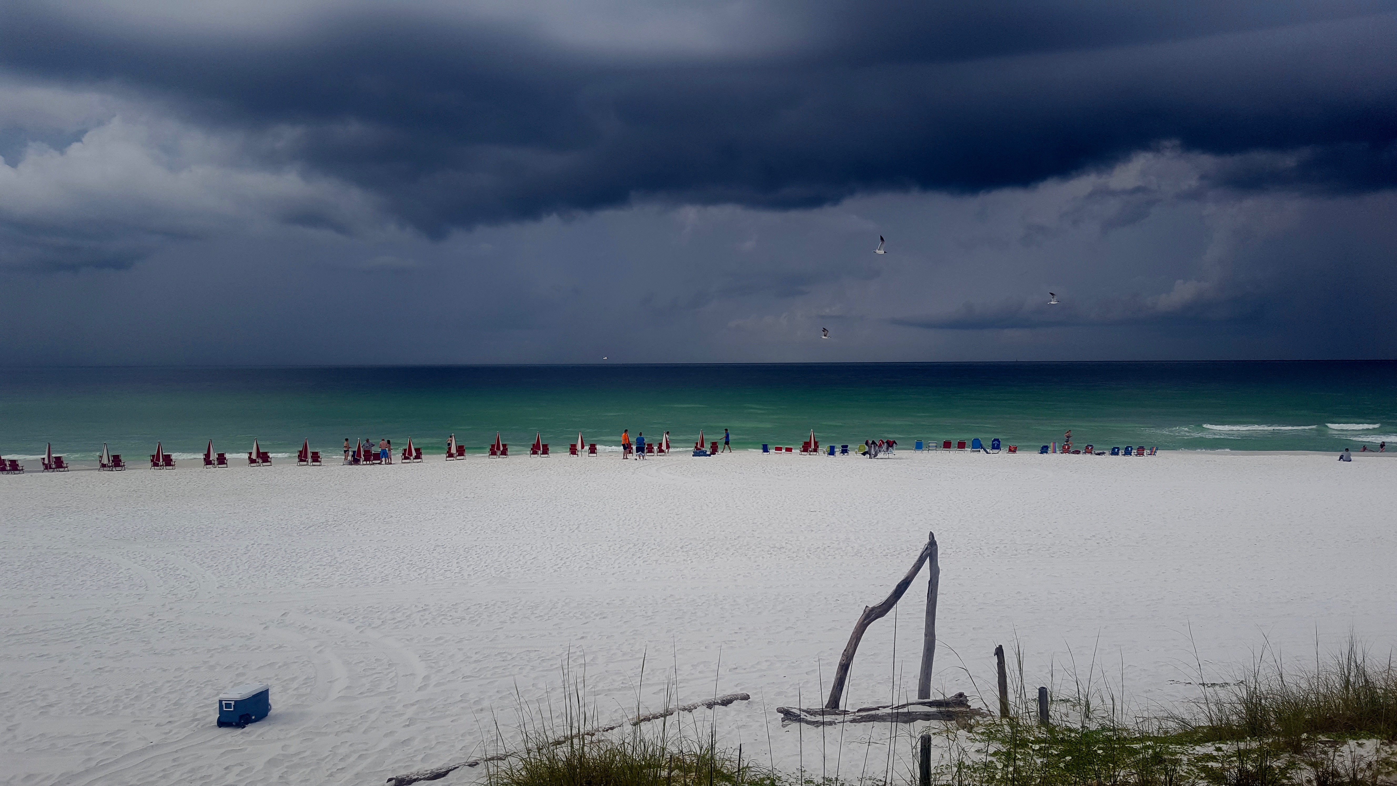 Chairs and umbrellas on the shore at Miramar Beach