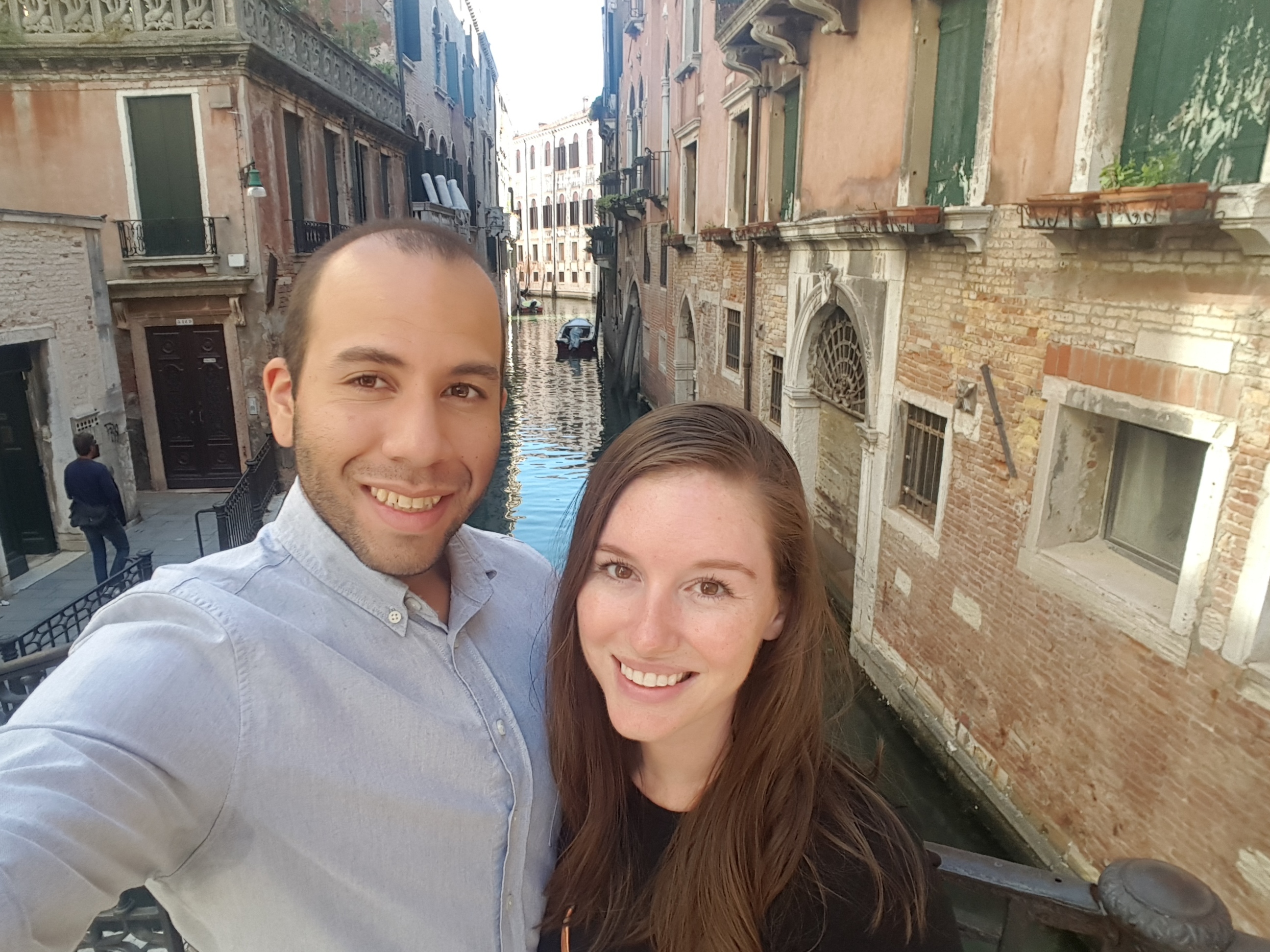 Alyssa and Michael in front of canals in Venice