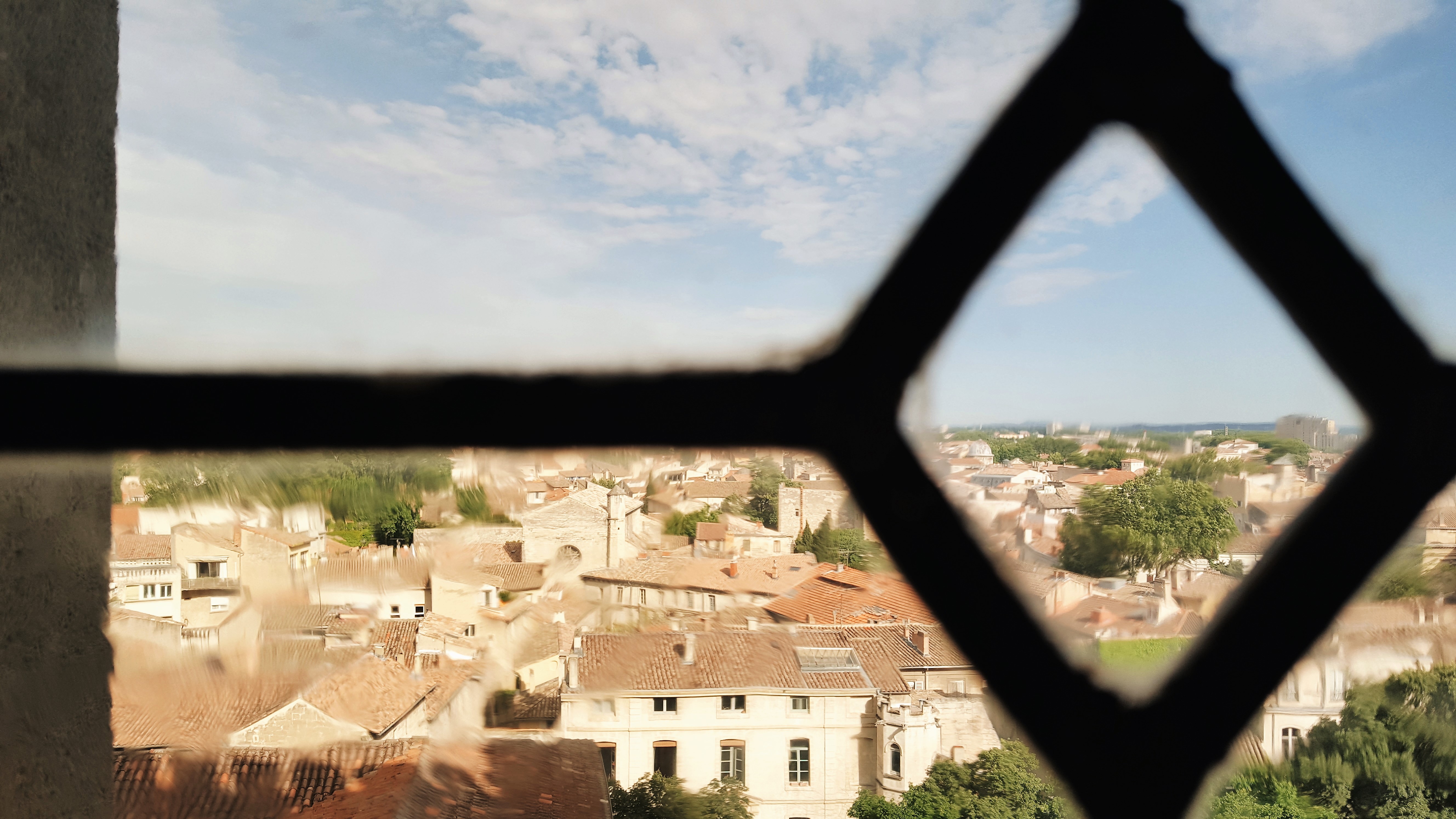 Looking through glass in Avignon, France