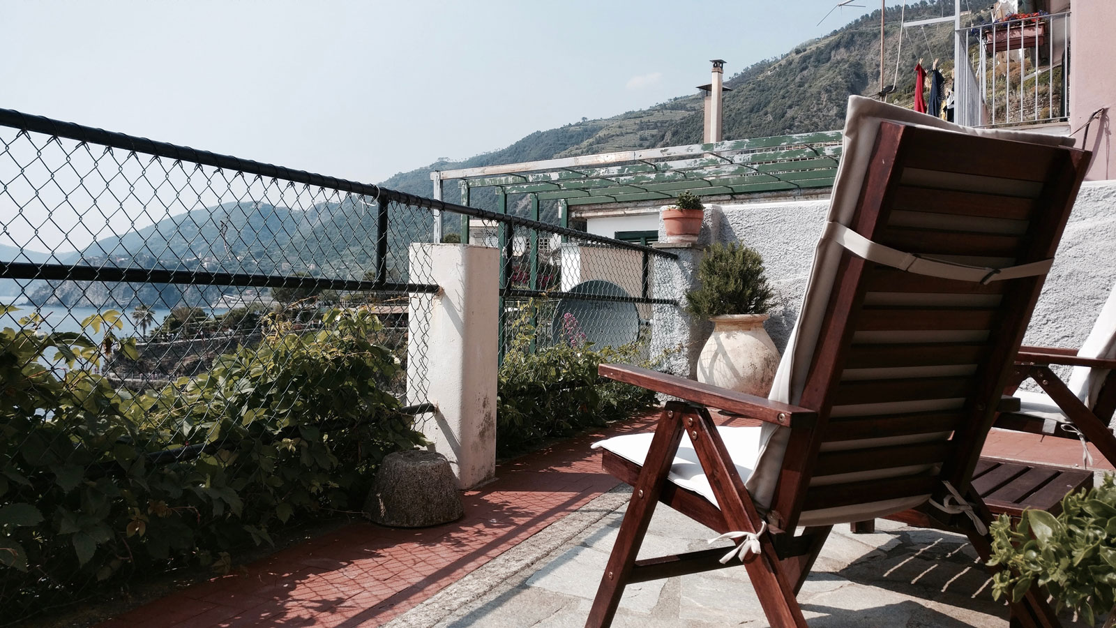An Airbnb balcony in Italy's Cinque Terre
