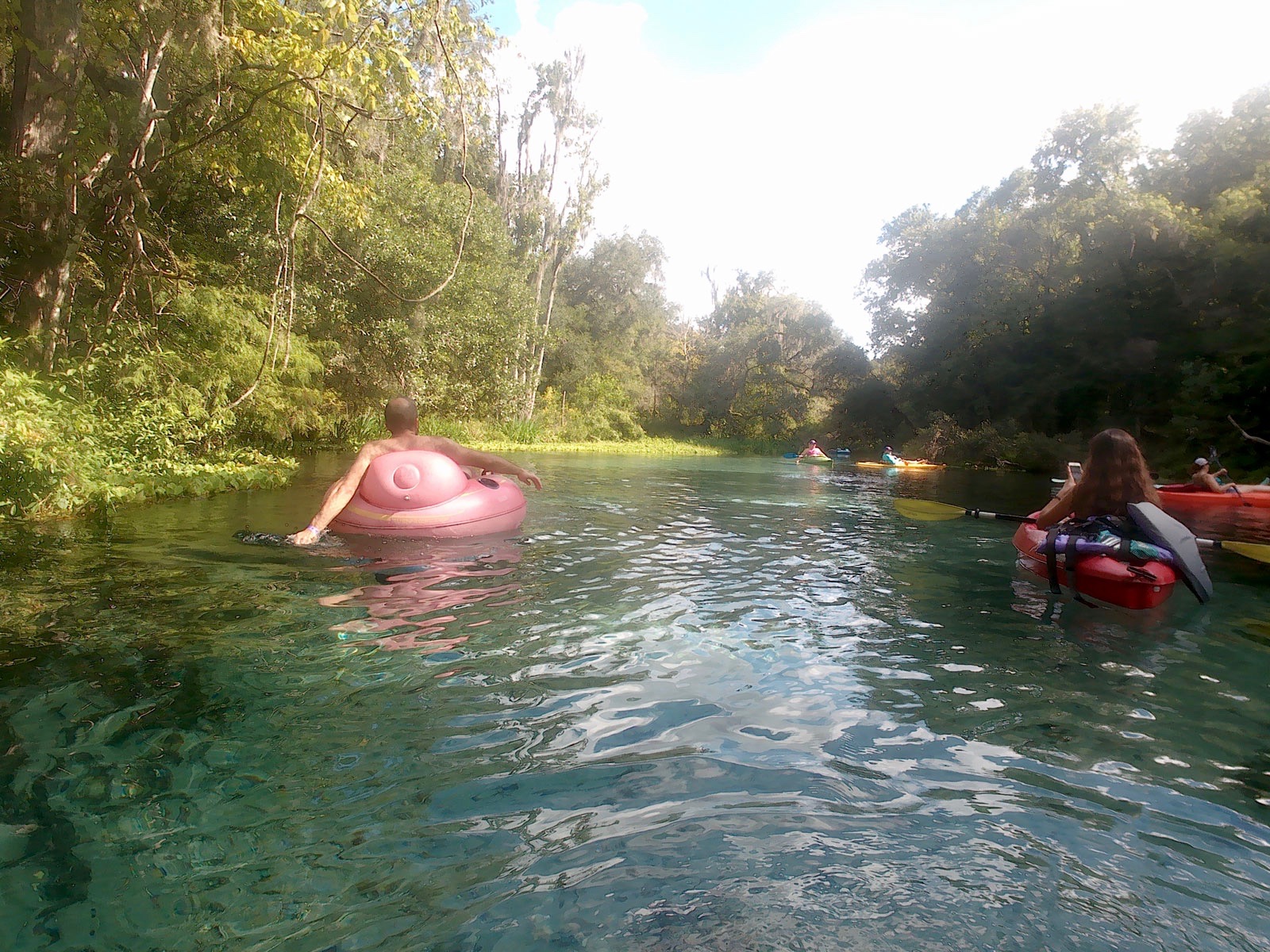 Crowd tubing and kayaking on the Ichetucknee River