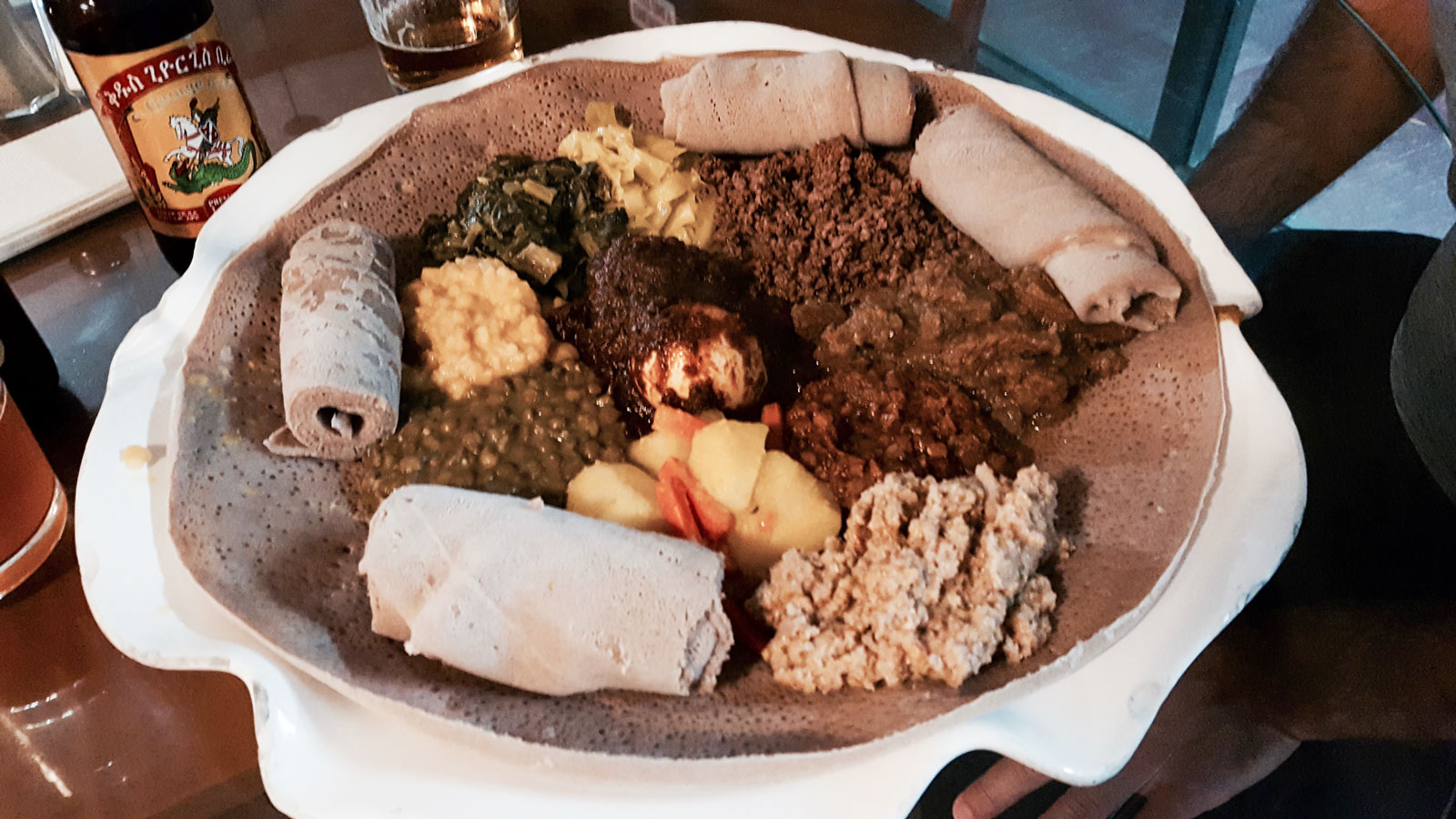 A platter of food from Ibex Ethiopian in Jacksonville