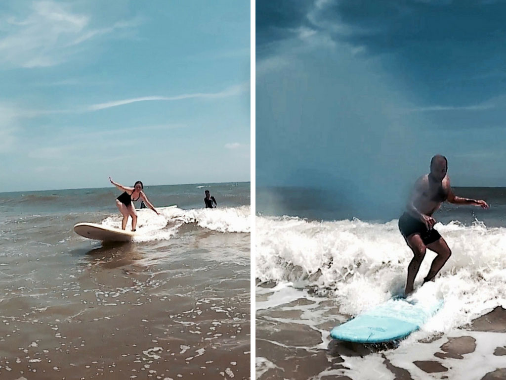 Alyssa and Michael surfing in Jacksonville