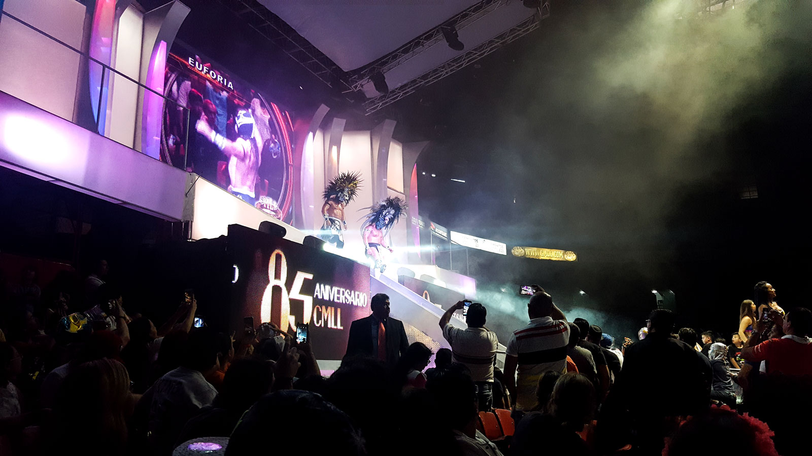 Masked wrestlers at a Lucha Libre match in Mexico City