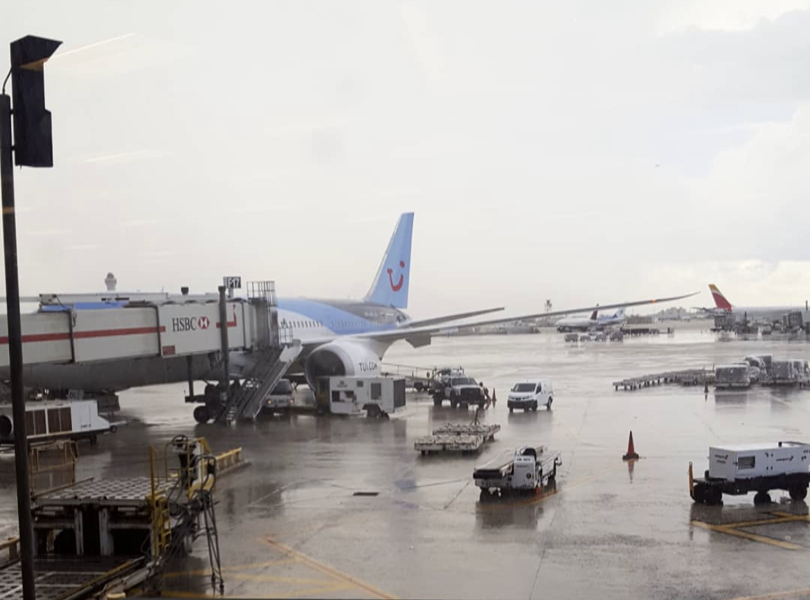 A view of a Tui plane at the Miami airport