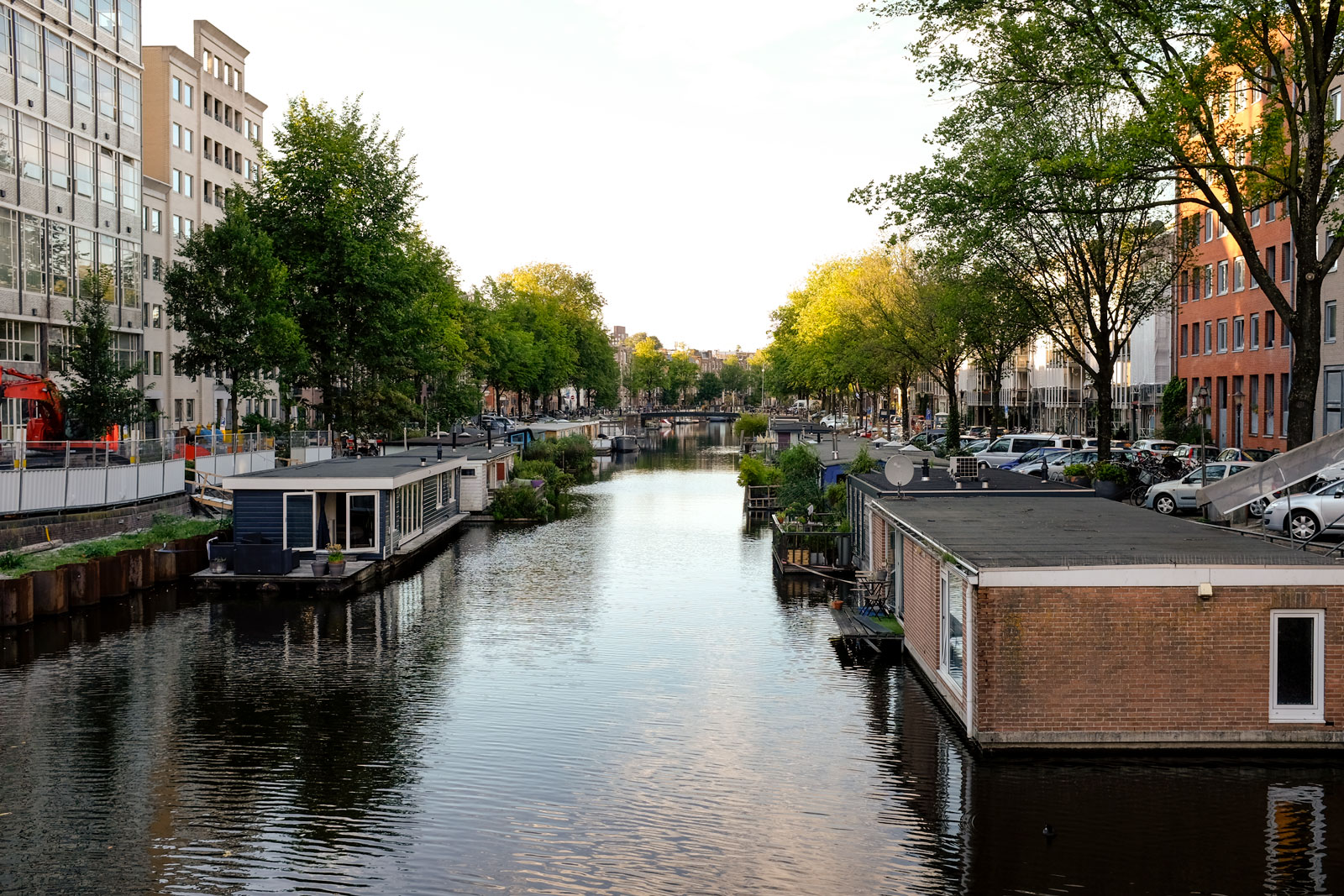 A row of boat houses in Amsterdam