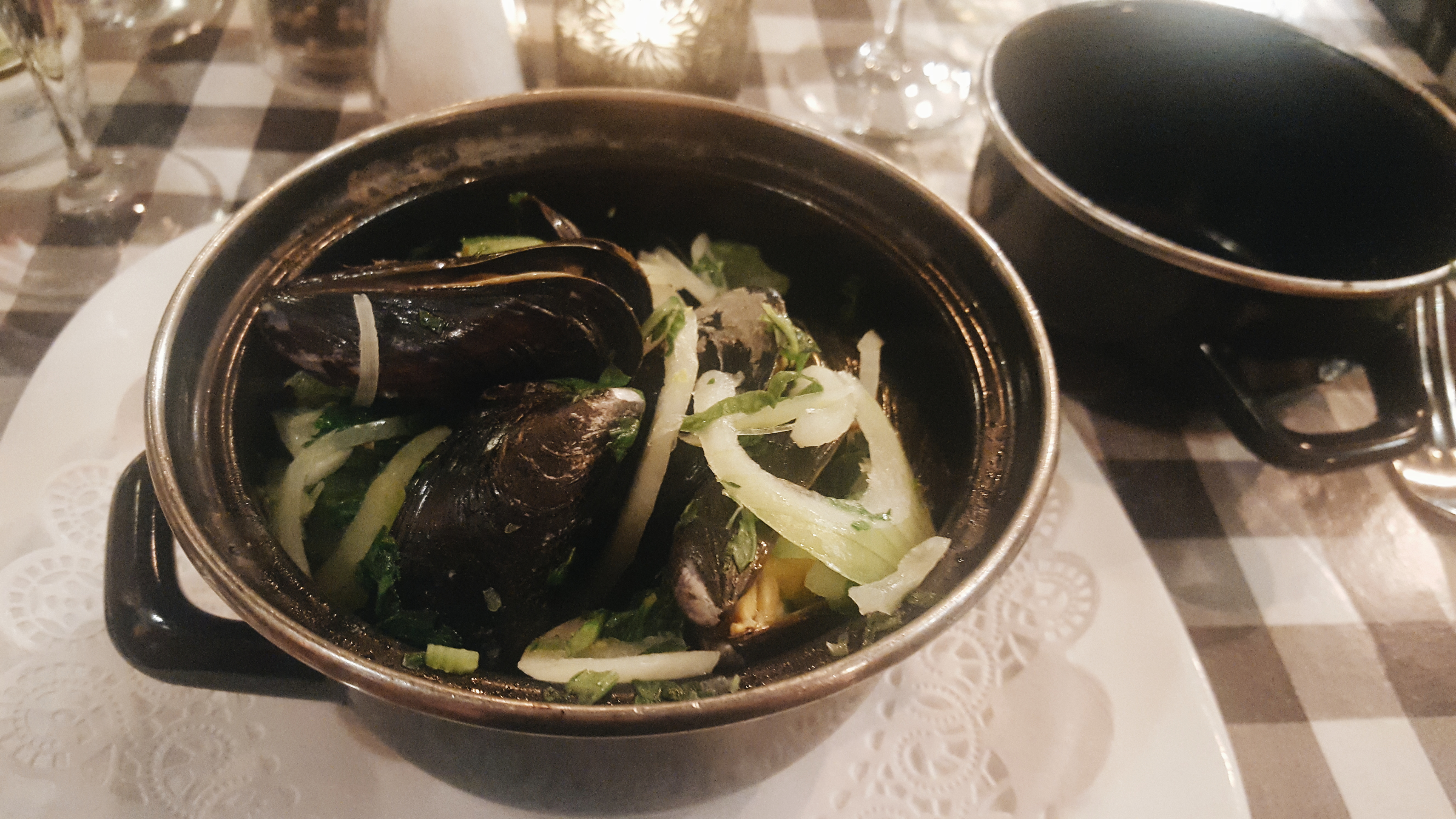 A bowl of mussels at Chez Jacques in Brussels