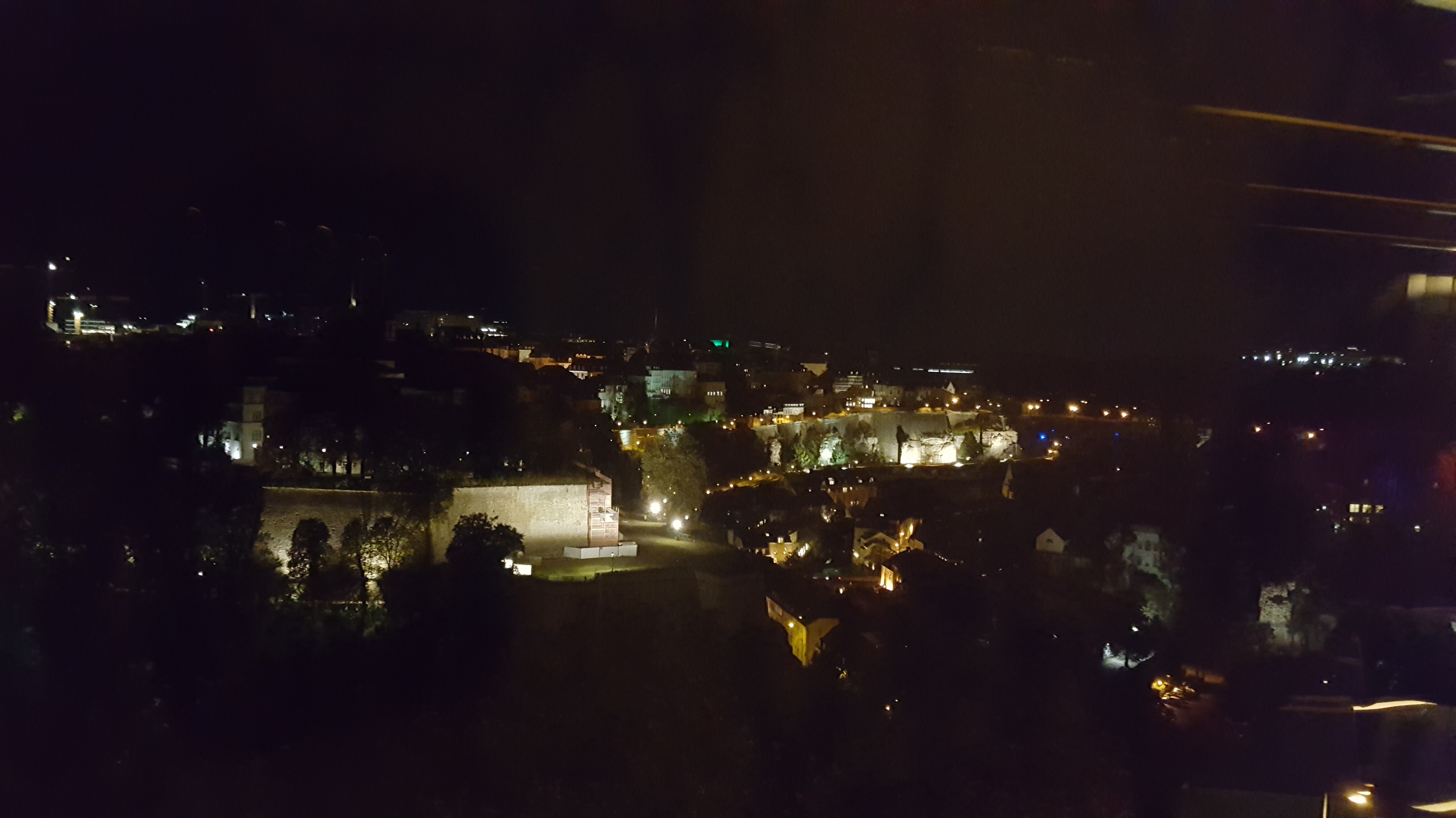 View from the top floor bar at Mu Luxembourg City at night