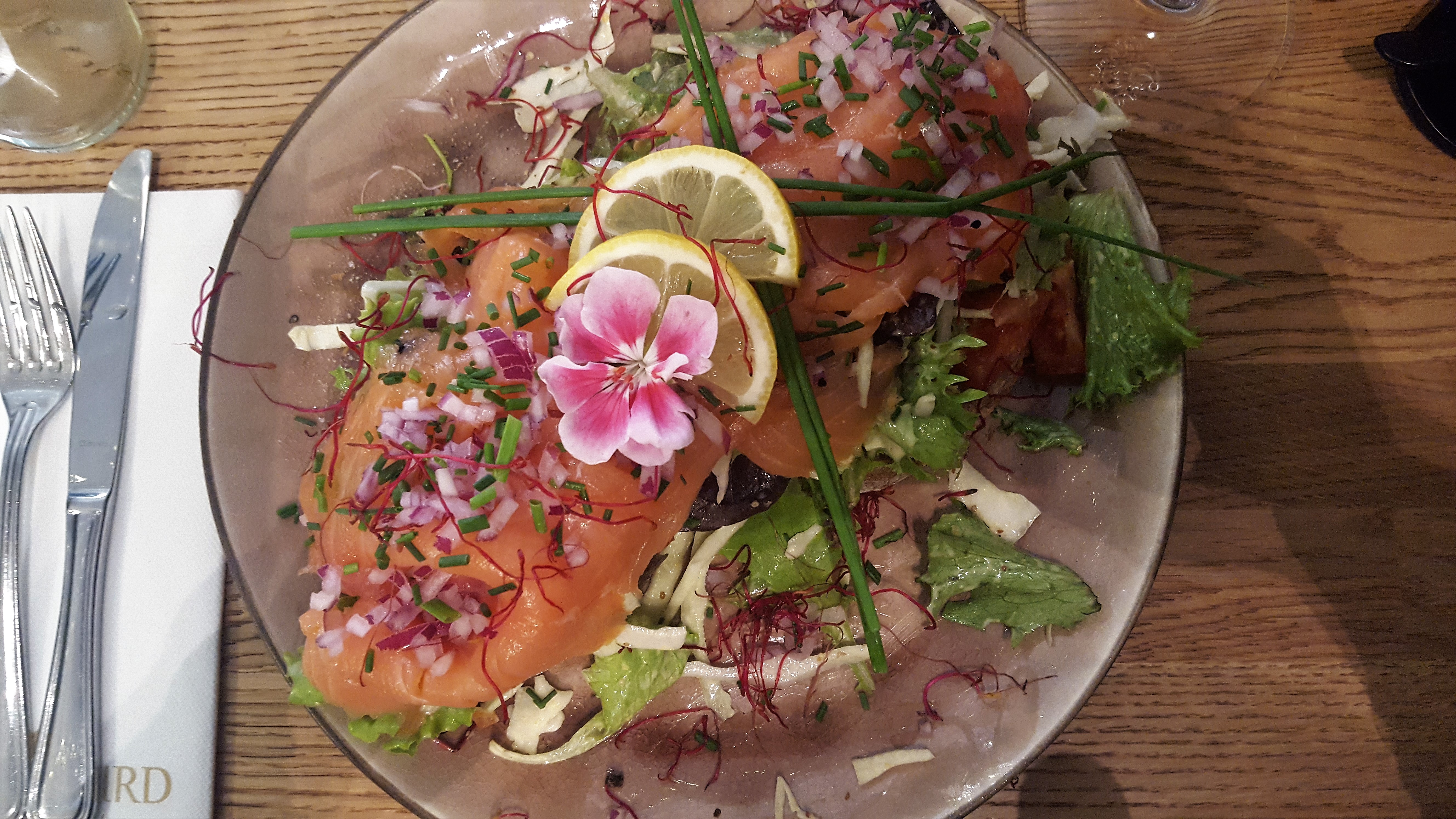 An open-faced sandwich with salmon at Blackbird