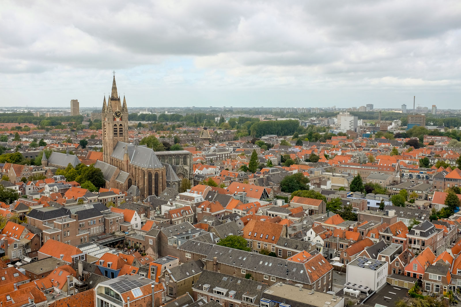 View of Delft from the top of the tower at the city's New Church
