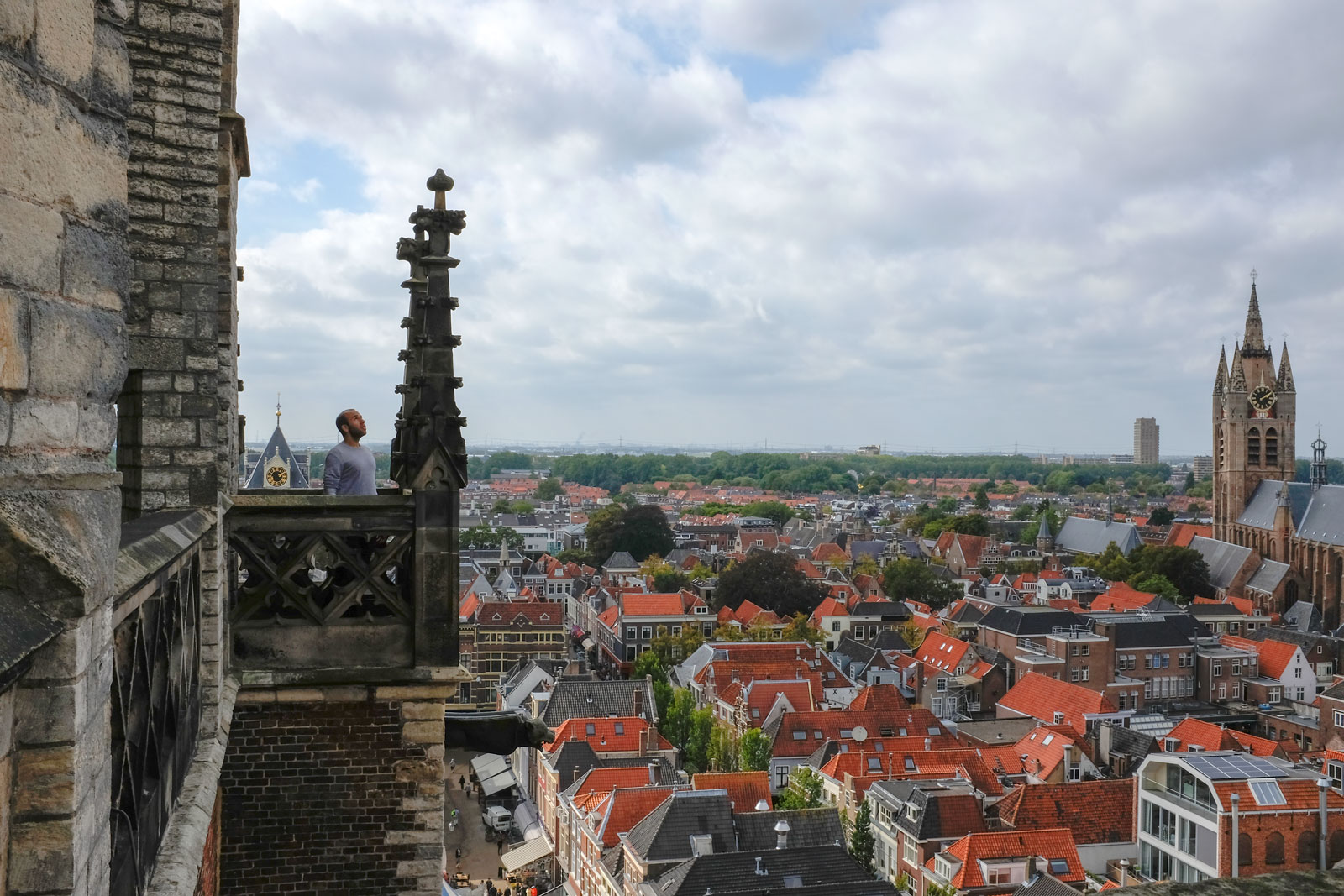 Michael is seen on a balcony at Delft's New Church