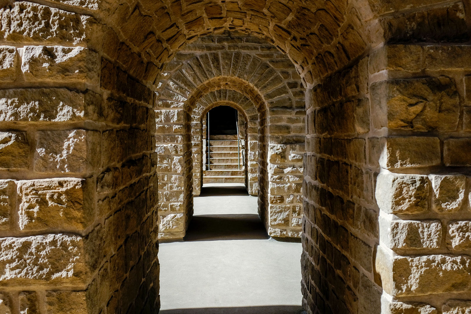 Archways and stairs at the Casemates du Bock in Luxembourg
