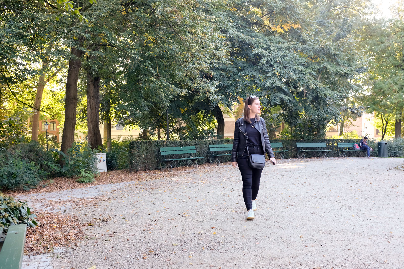 Alyssa walks in Koningin Astridpark, featured in In Bruges