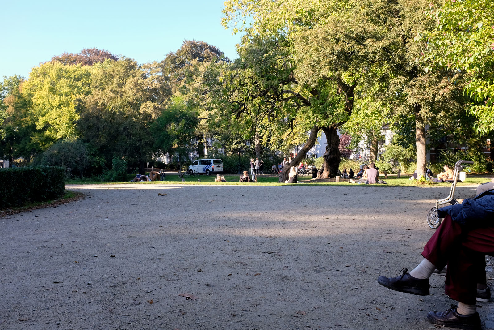 Locals sit in Koningin Astridpark