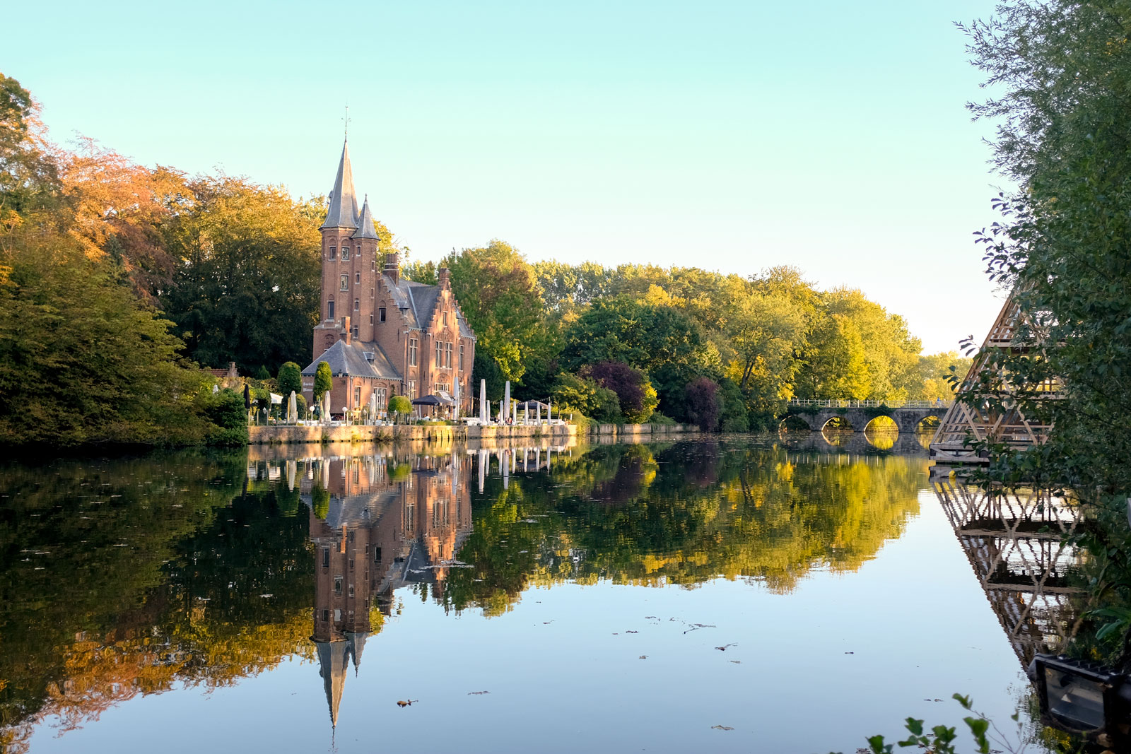 View over the water at Minnewater in Bruges