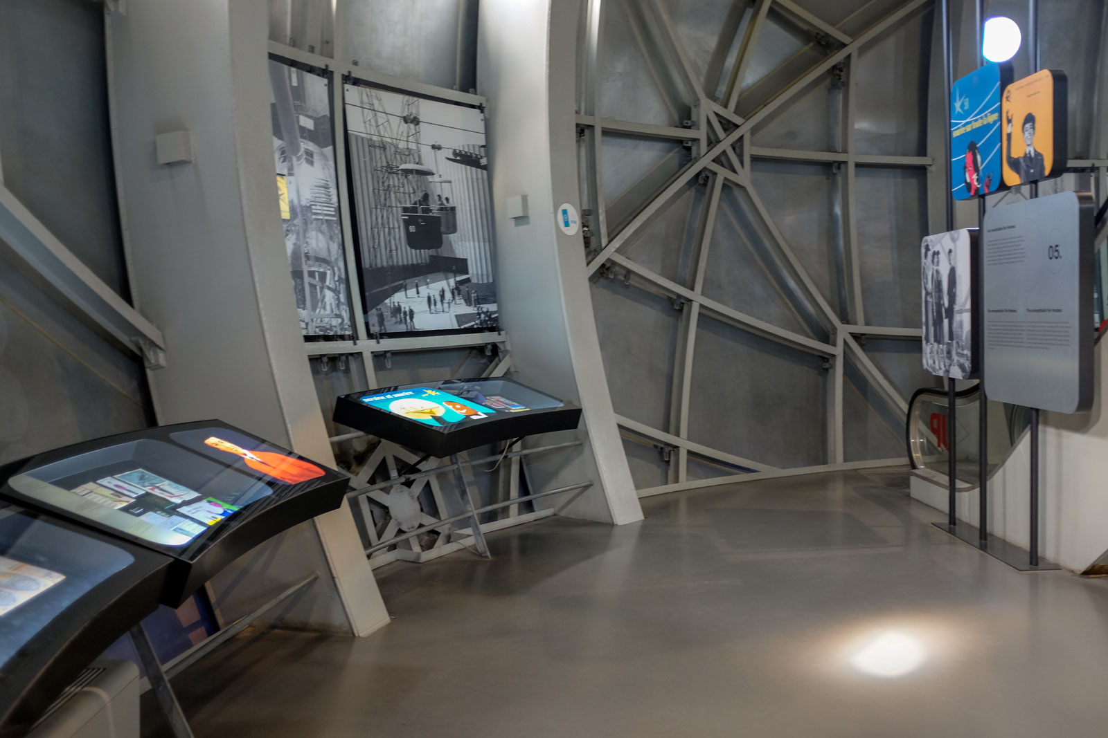 The interior of the Atomium in Brussels