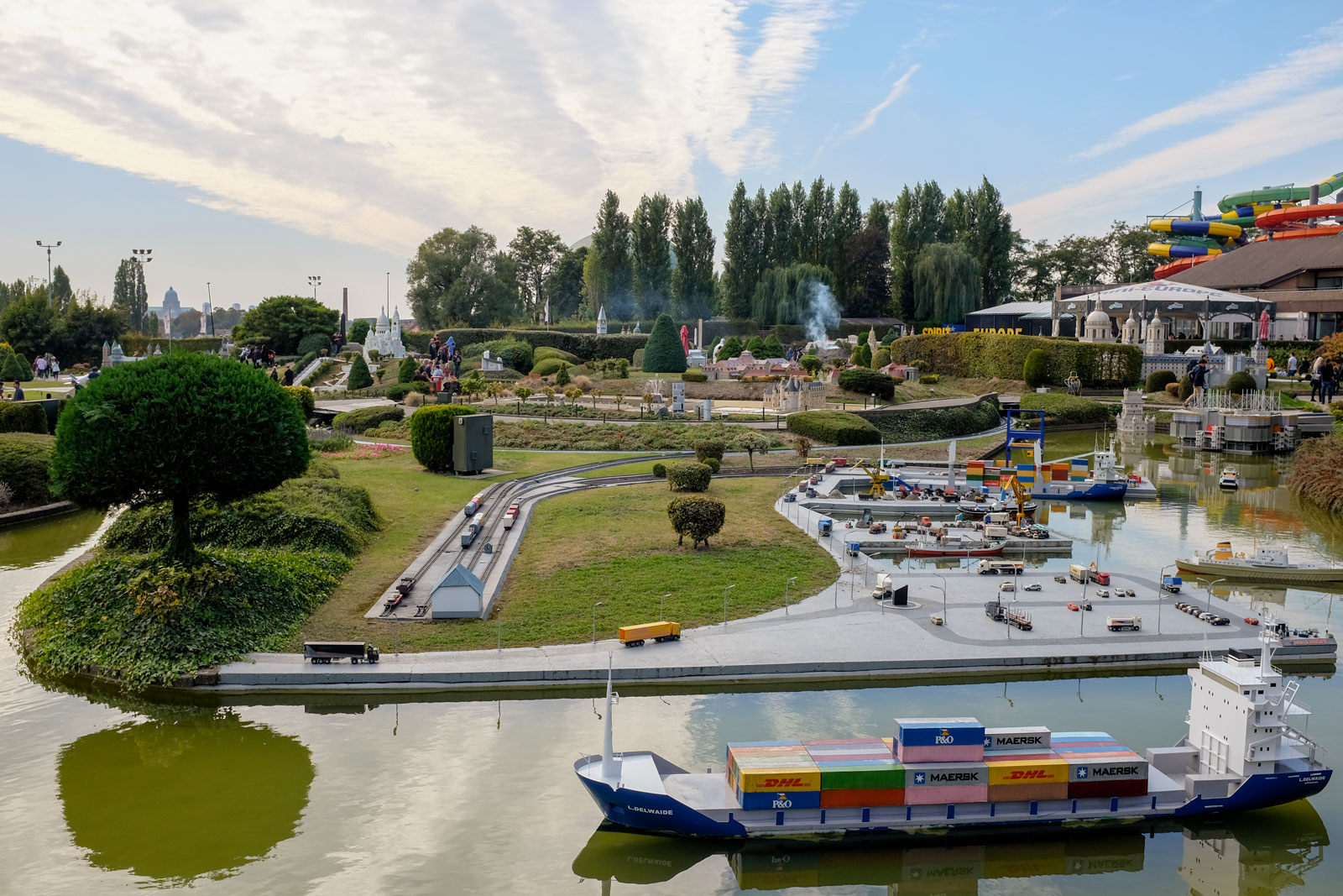 Shipping containers in transport at Mini Europe