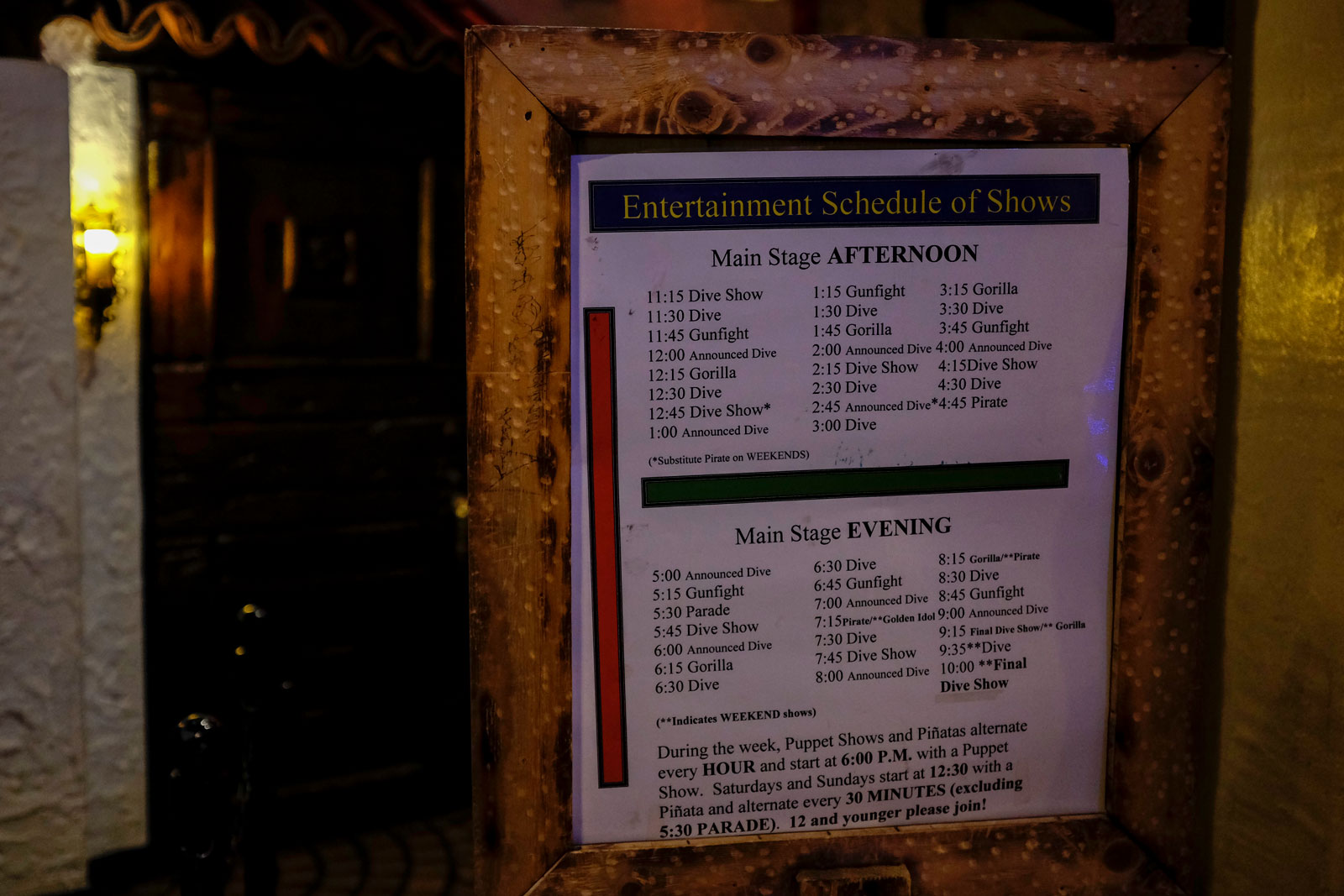 Casa Bonita Entertainment Schedule