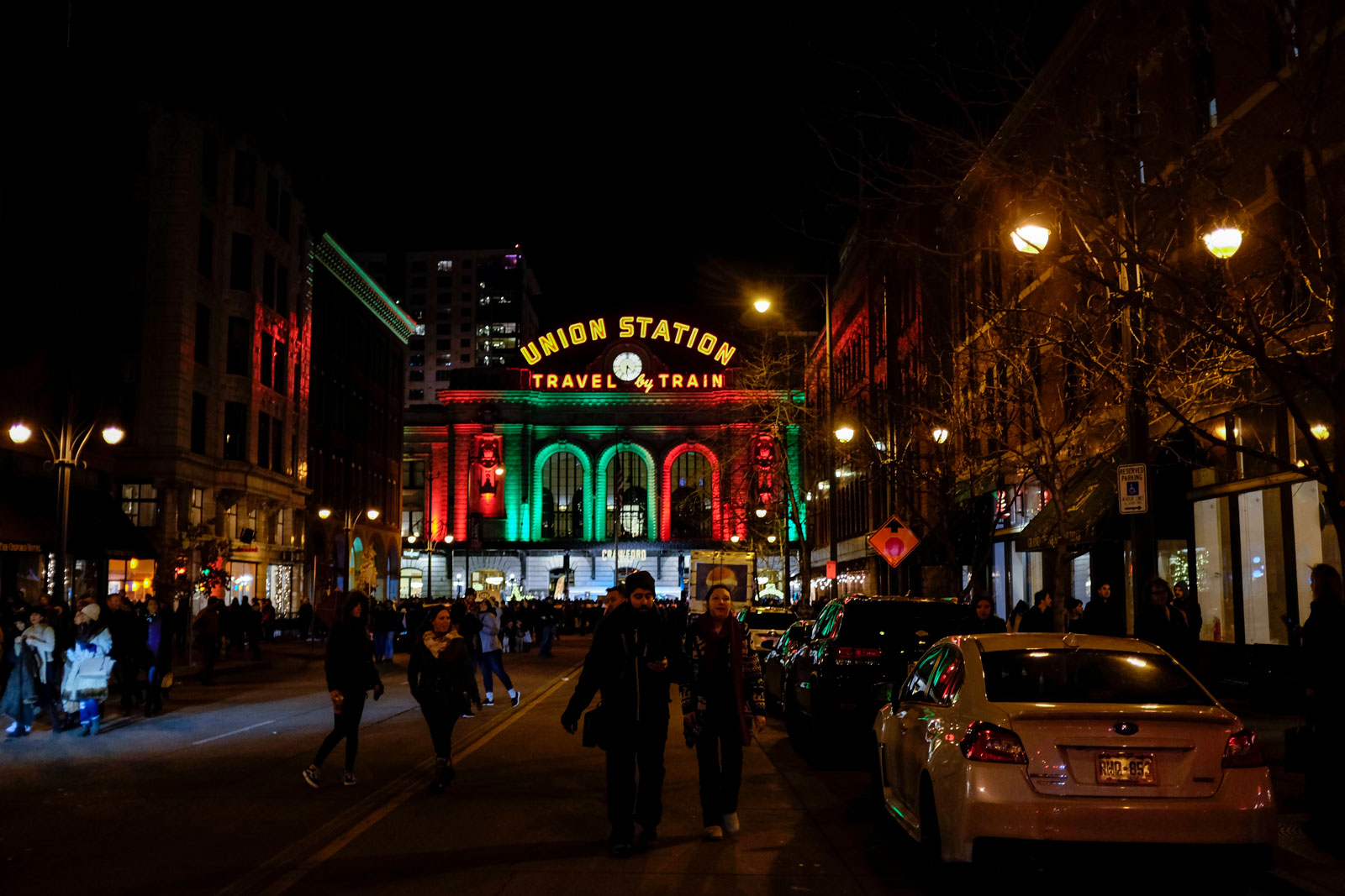 Union Station lit up for the holidays