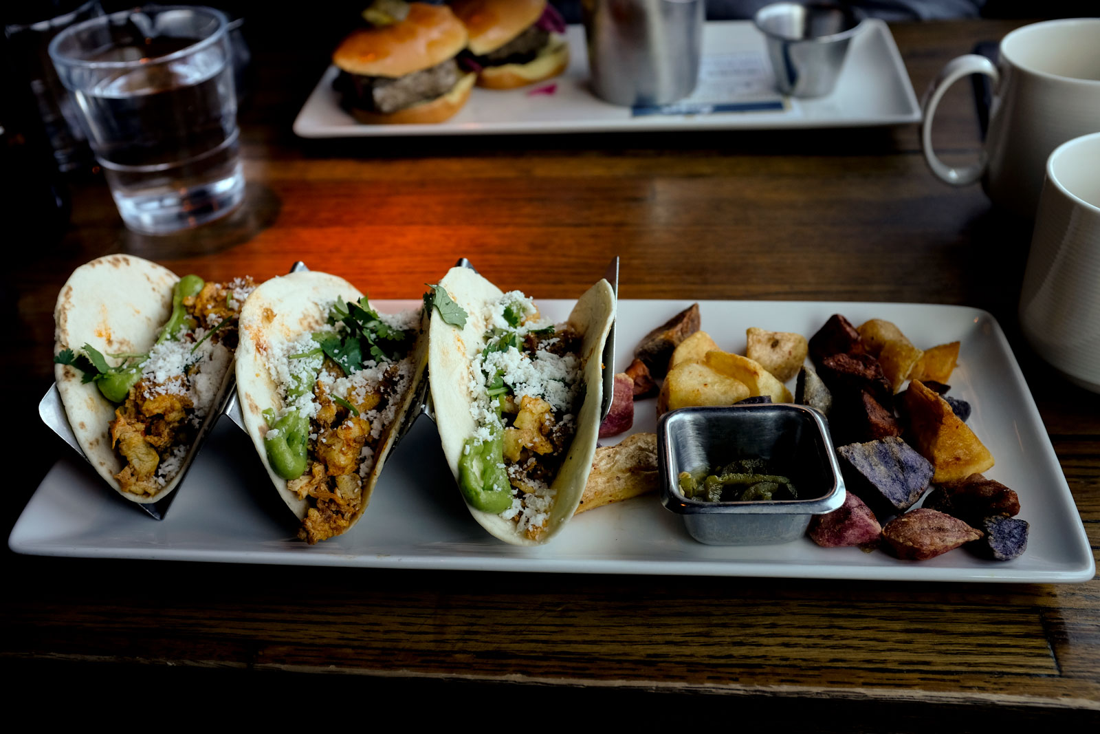 A plate of tacos at Linger in Denver