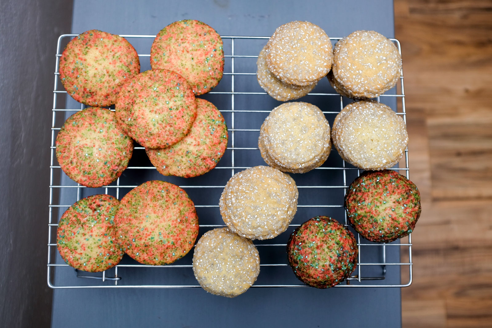 Sugar Cookies with Sprinkles on a cooling rack