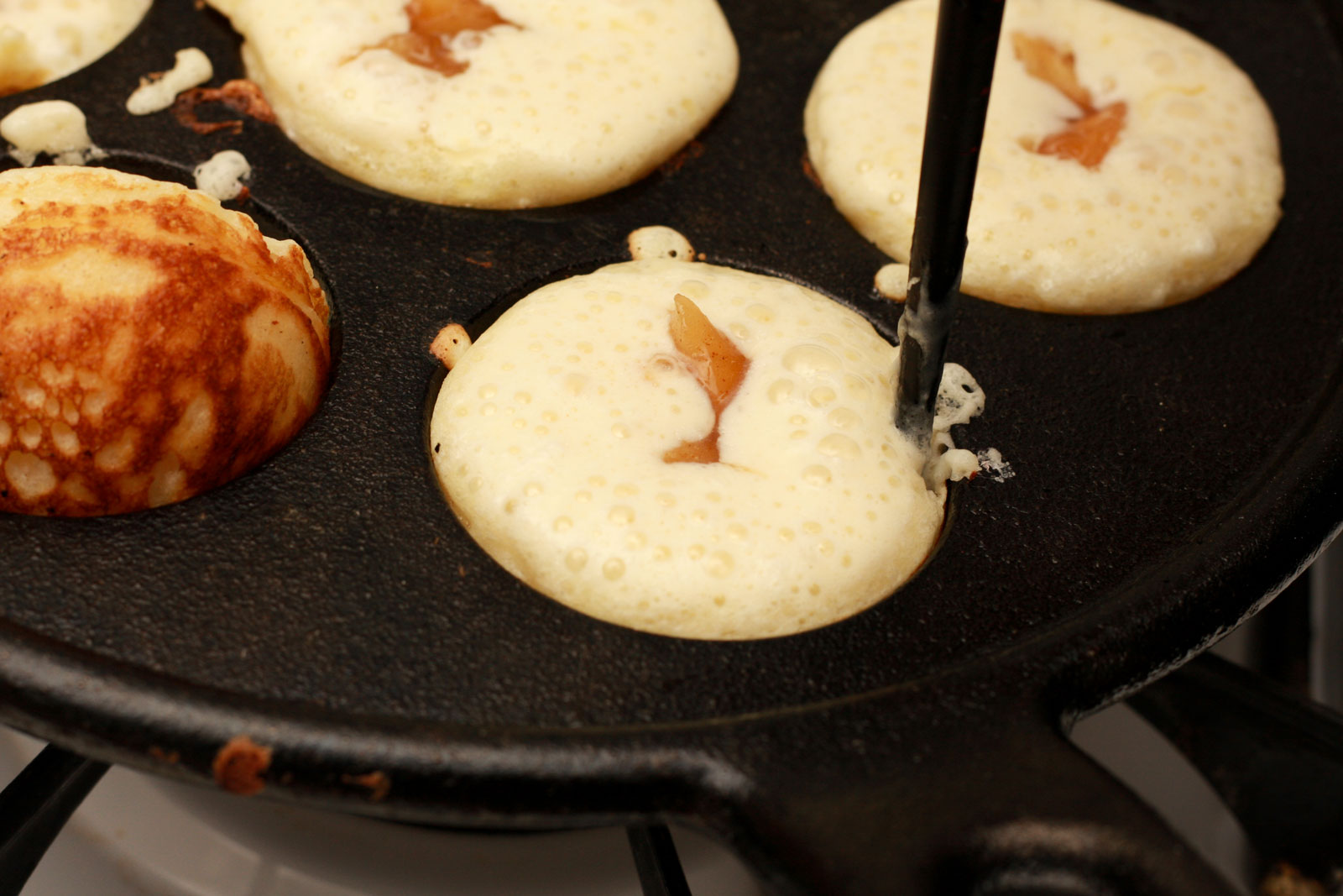 turning aebleskiver with a chopstick