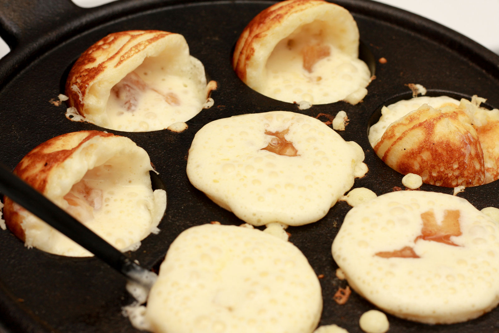 turning the aebleskiver a quarter turn