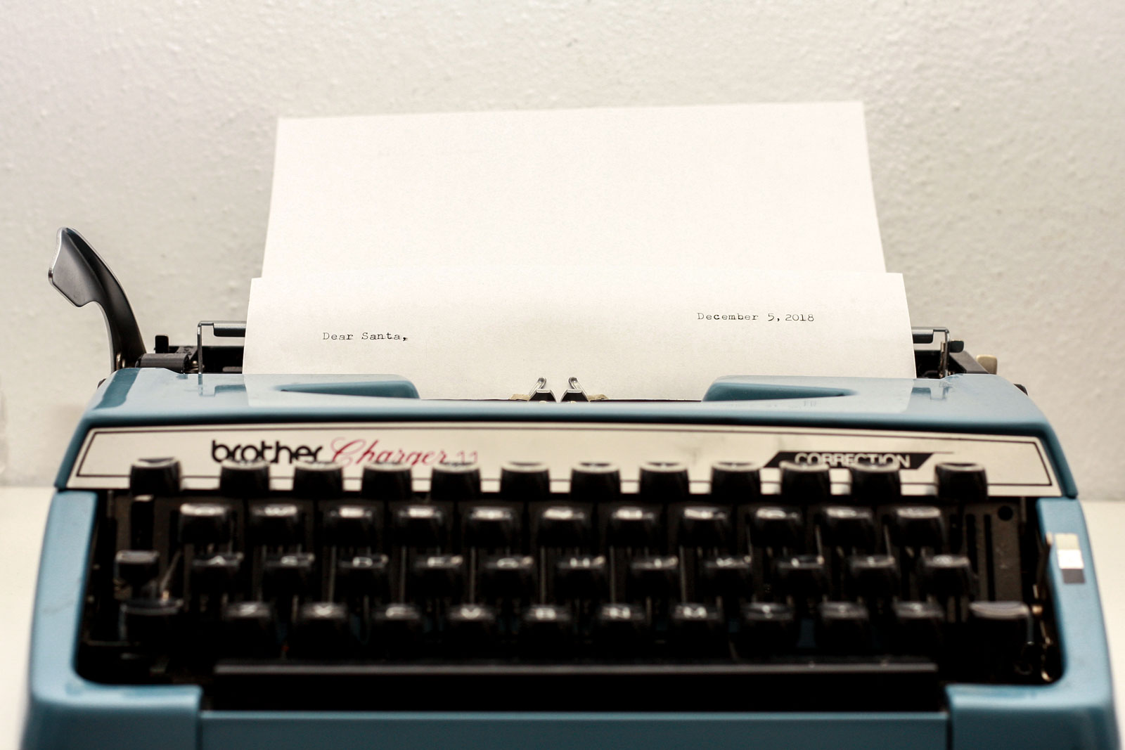 A typewriter with a letter for Santa