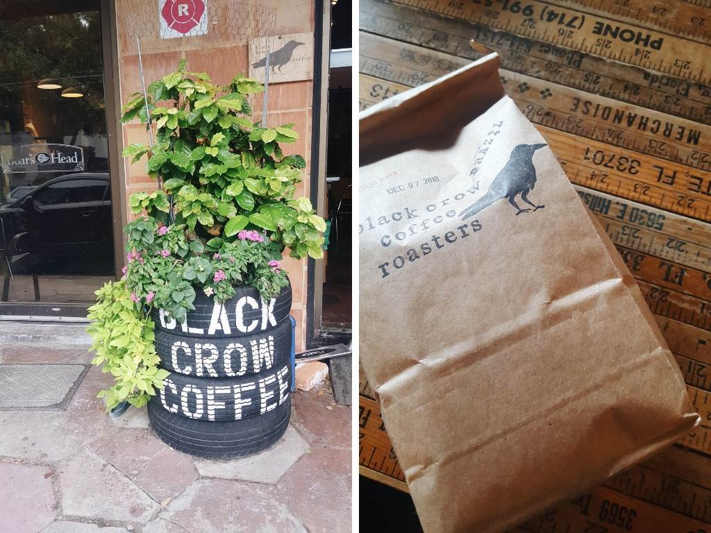 Two photos taken at Black Crow Coffee