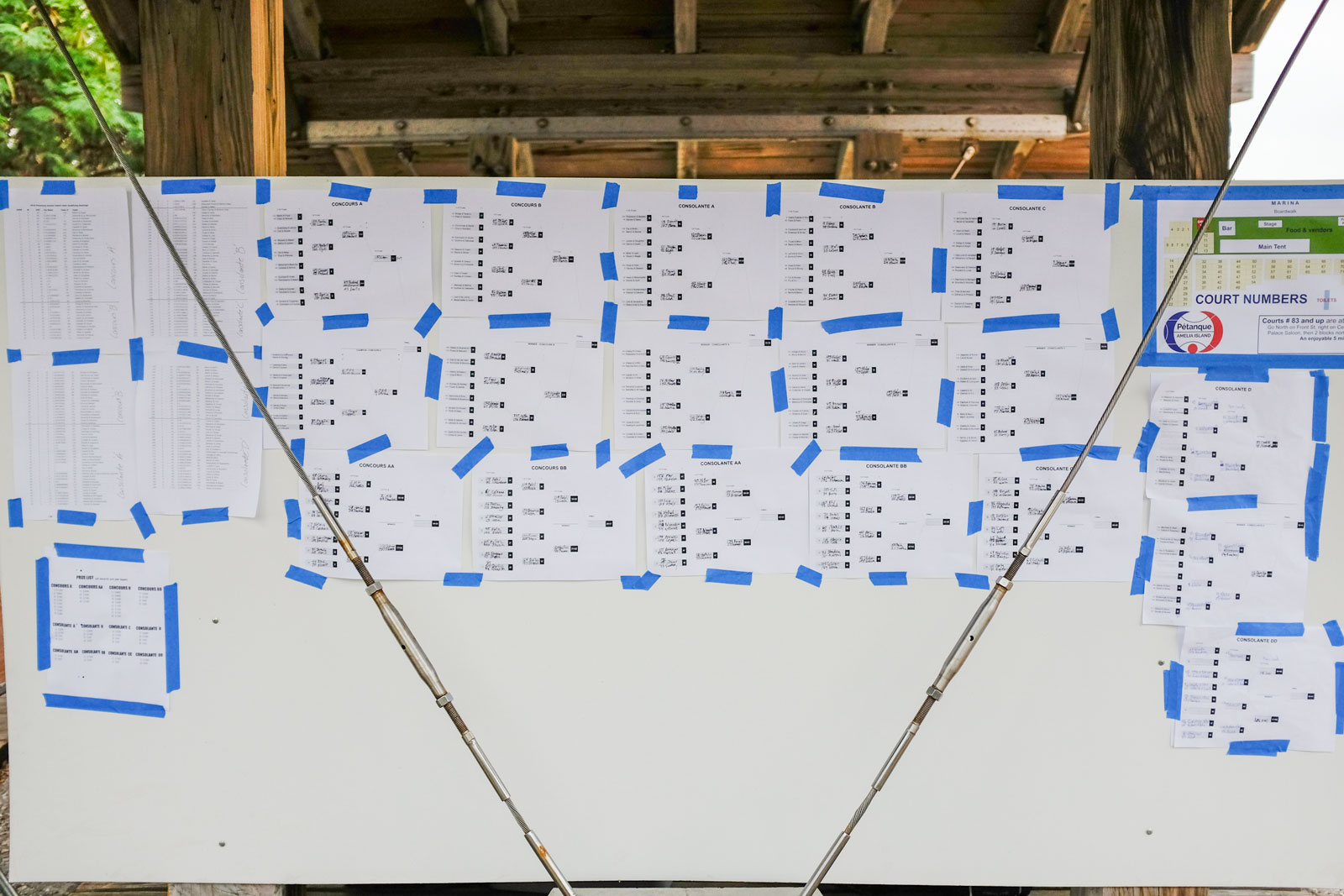 The Pétanque game brackets at the Amelia Island Open