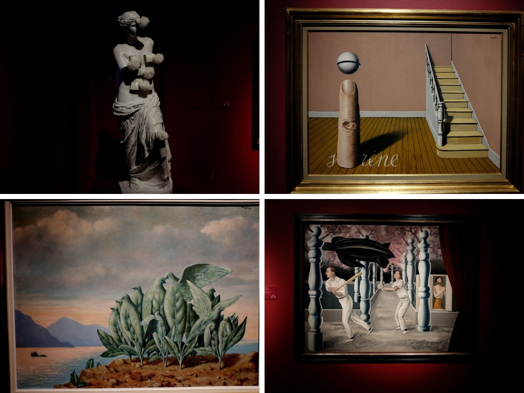 Four images of artwork at the Dali Museum in St. Petersburg