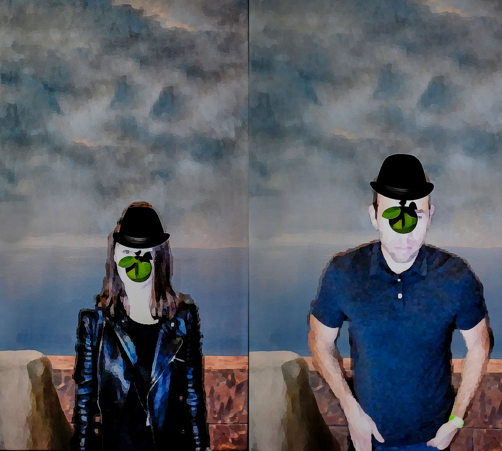 Alyssa and Michael participate in an interactive exhibit at the Dali Museum