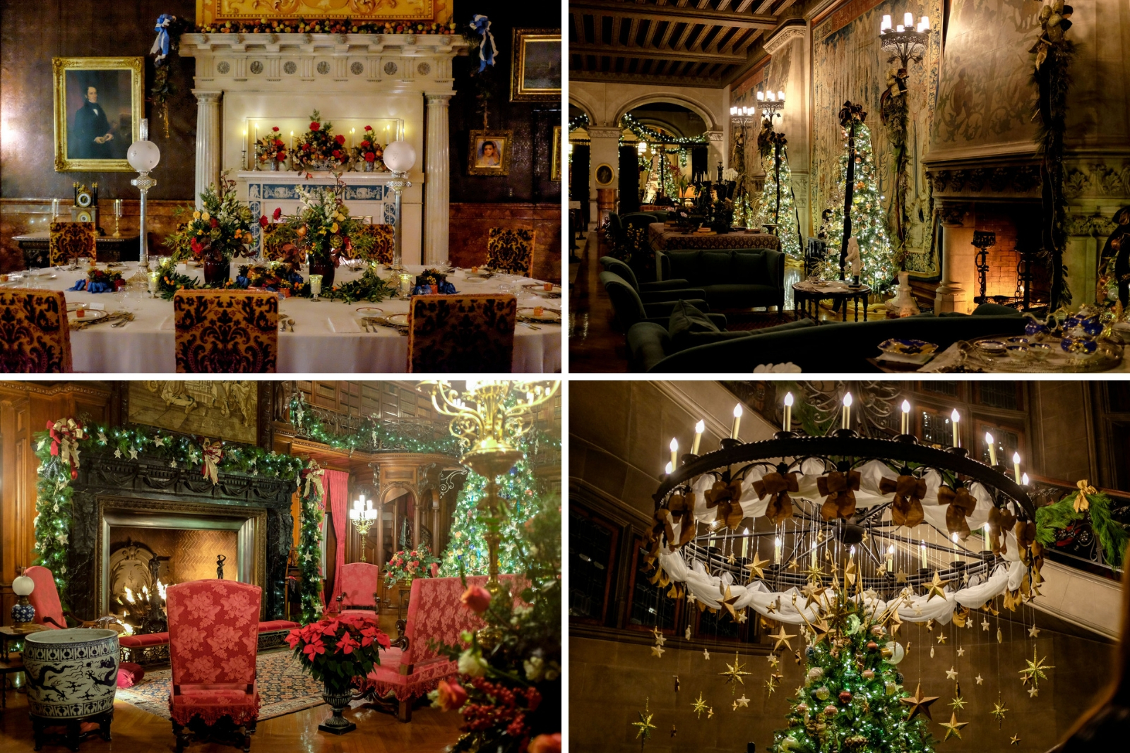 Ornate Christmas decor at the Biltmore Estate in Asheville, NC