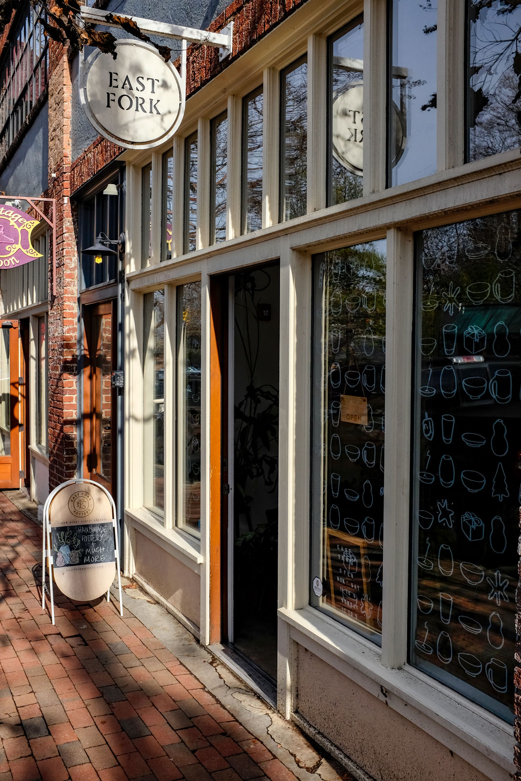 The exterior of East Fork Pottery store in Asheville