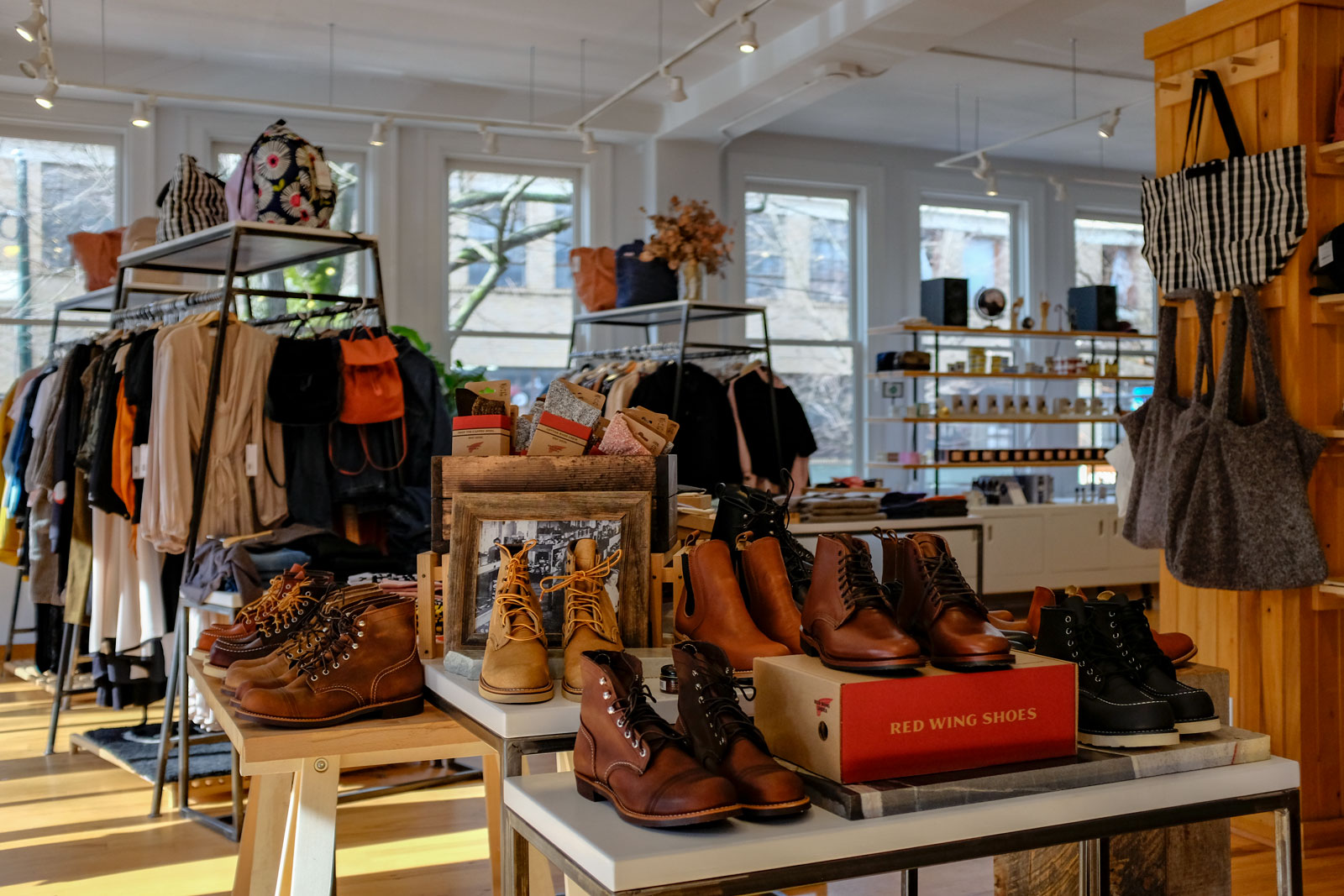 A display of Red Wing Shoes at Old North Asheville