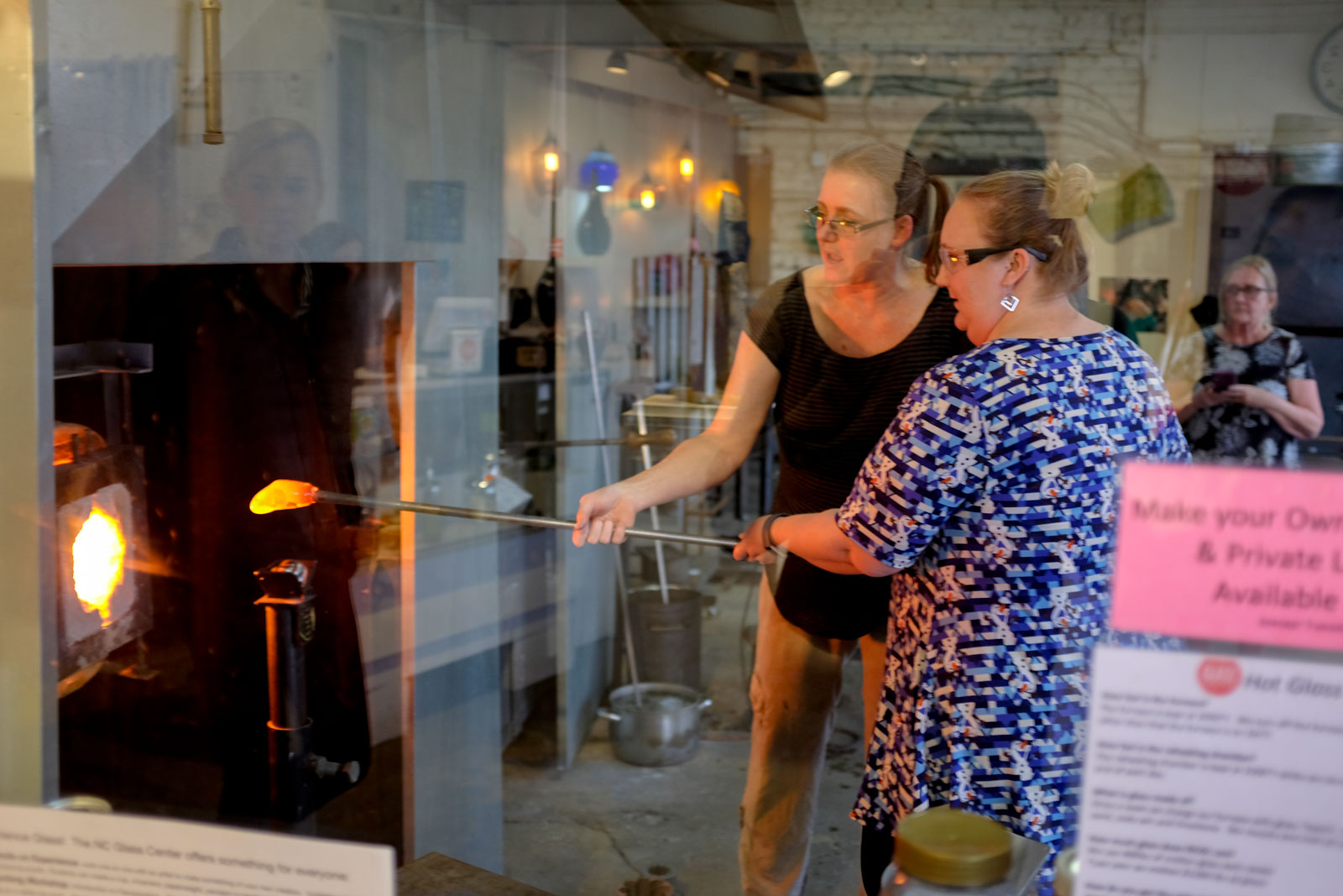 A glass blowing demonstration at River Arts District in Asheville