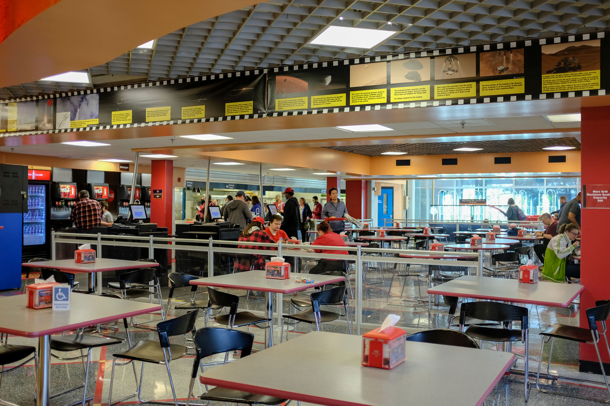 People dine in the cafeteria at U.S. Space & Rocket Center