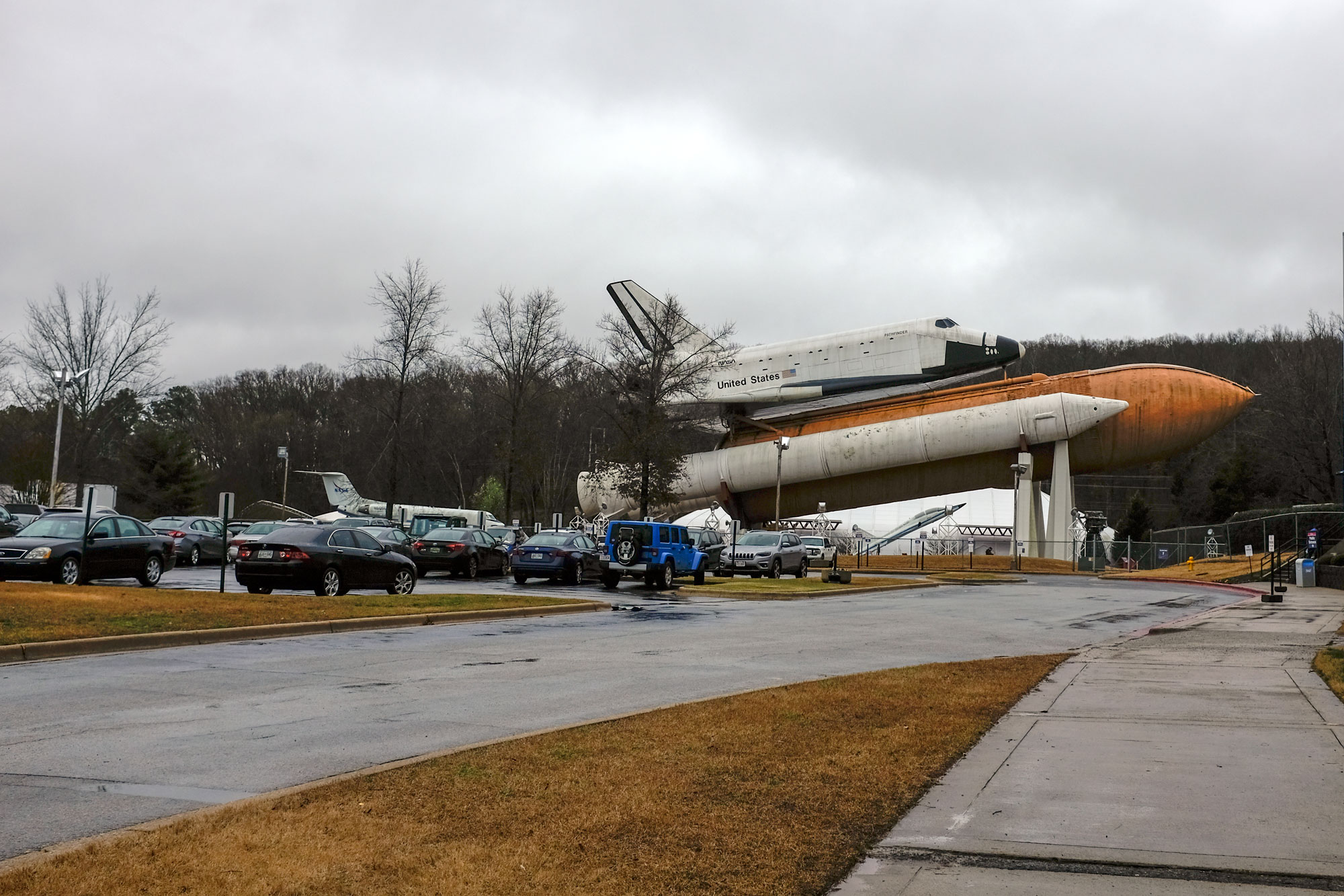 A space shuttle outside the US Space & Rocket Center