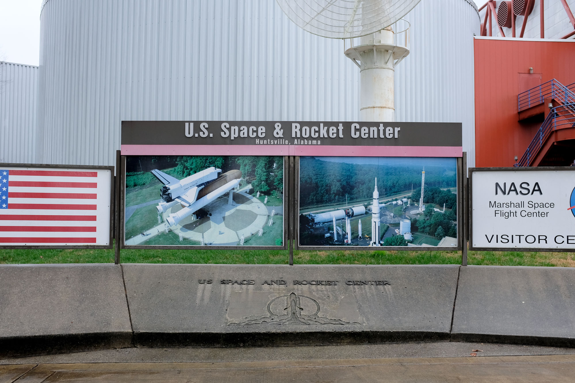 A photo outside of the U.S. Space & Rocket Center