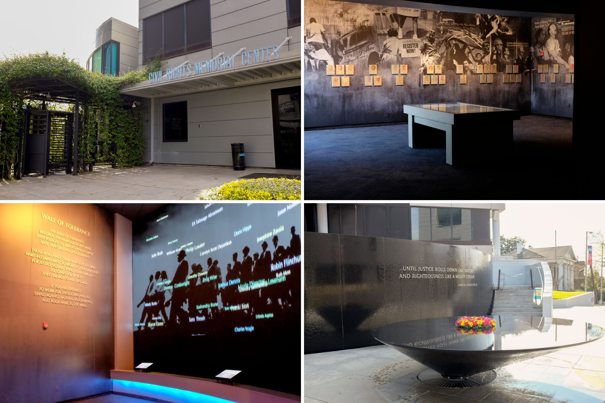 collage of exterior and interior of civil rights memorial