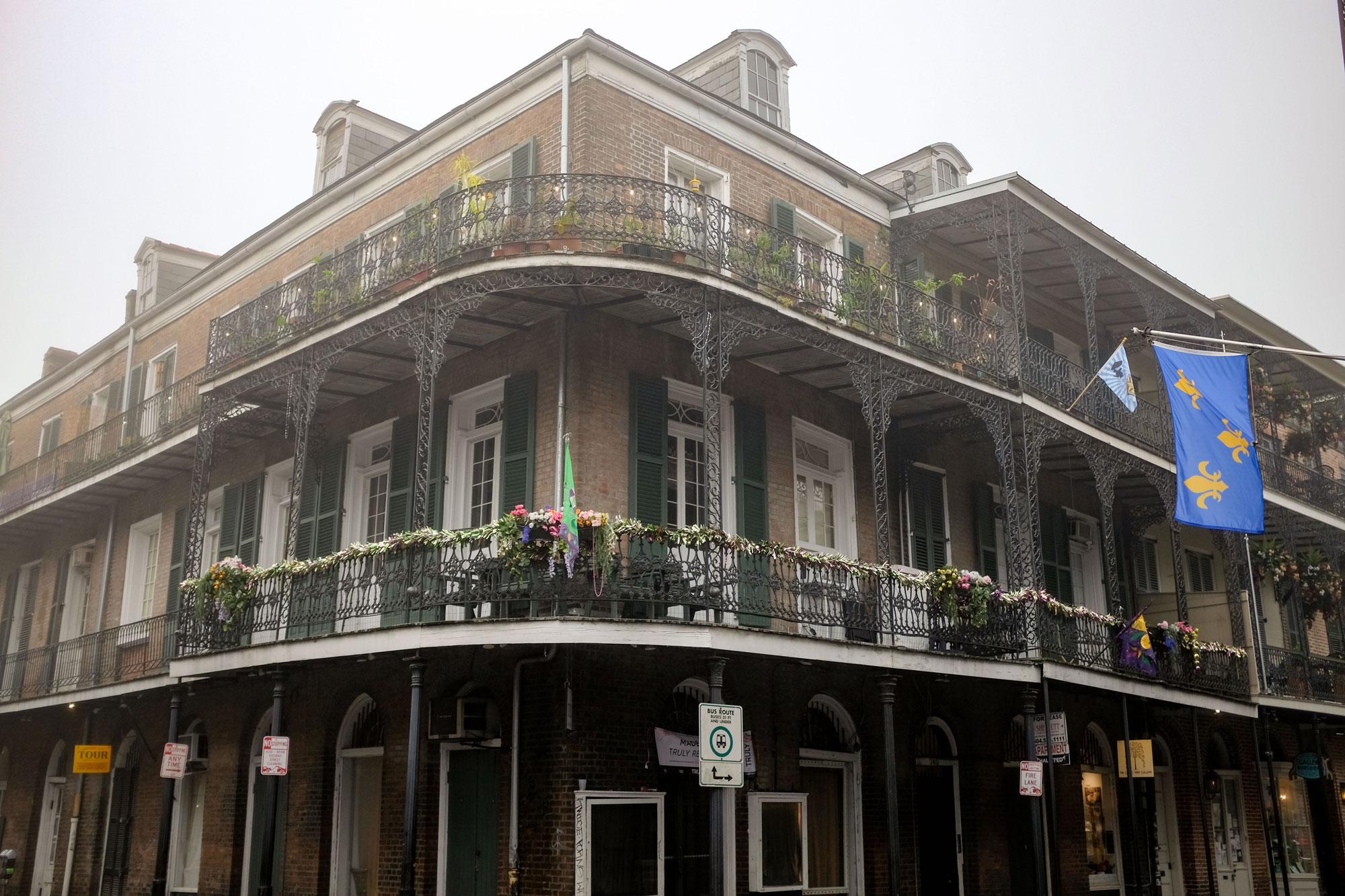 A typical building facade in the French Quarter
