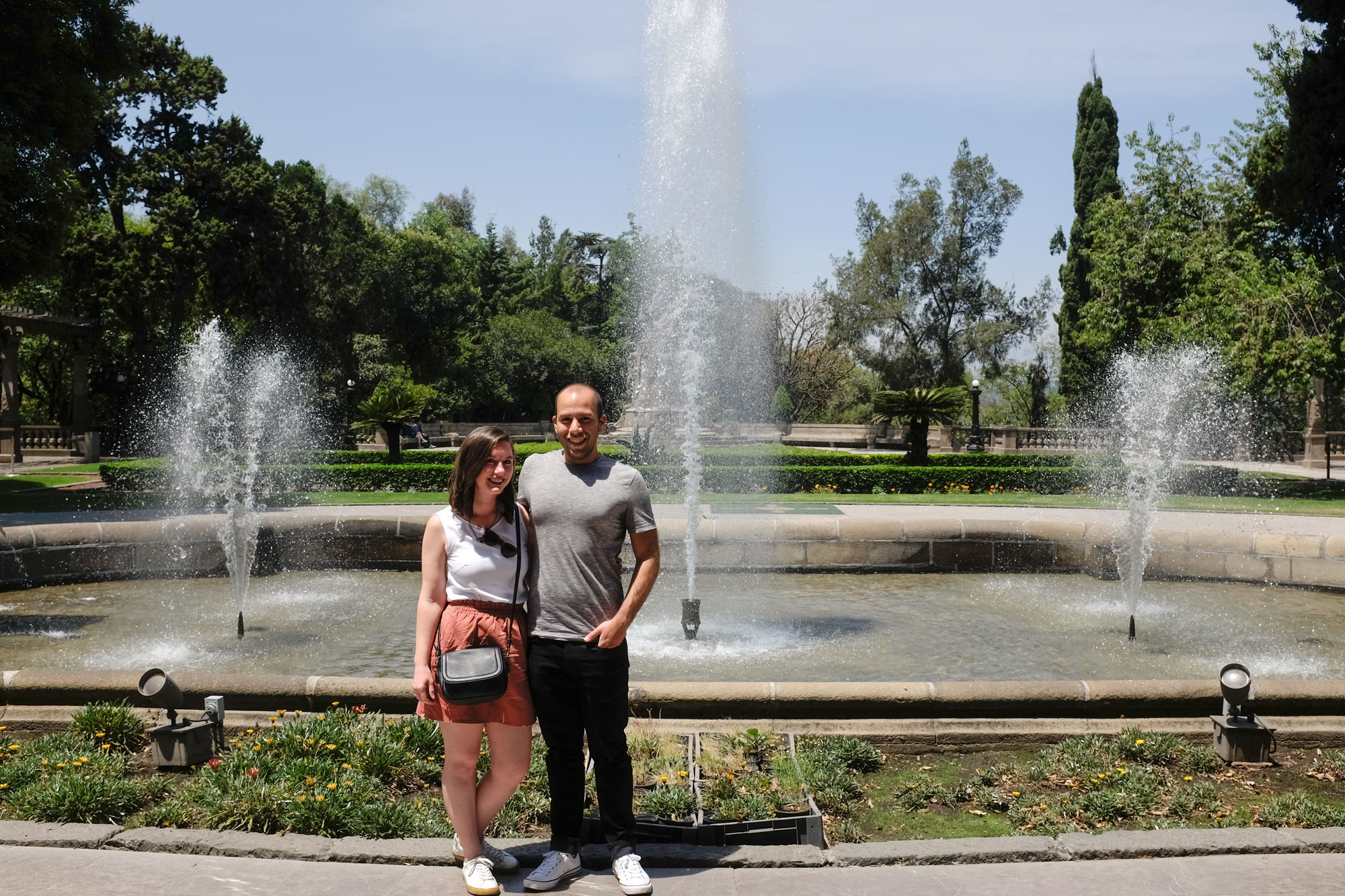 Alyssa and Michael in the gardens outside of the castle in Chapultepec
