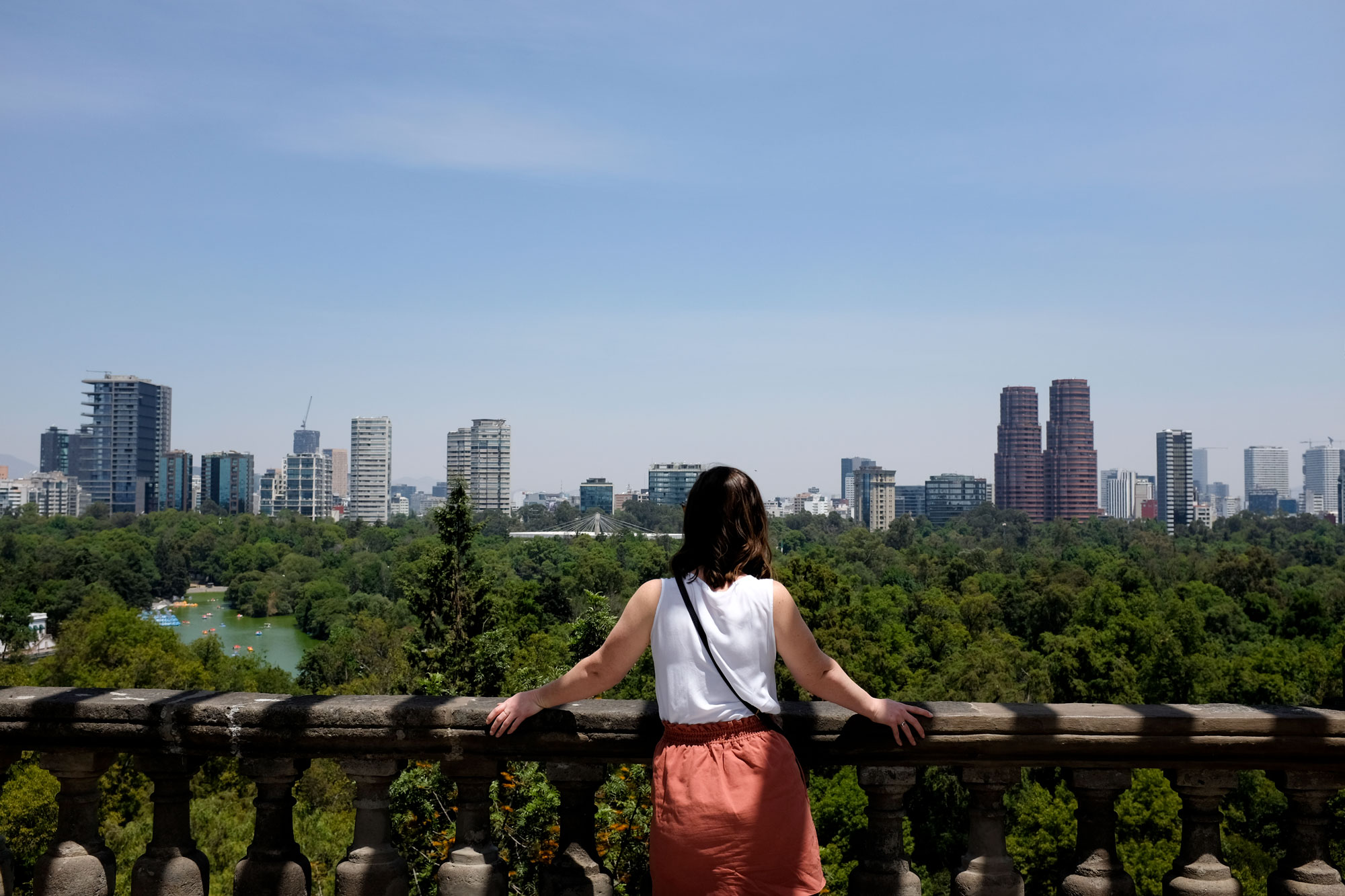 Krystal looking out over mexico city skyline