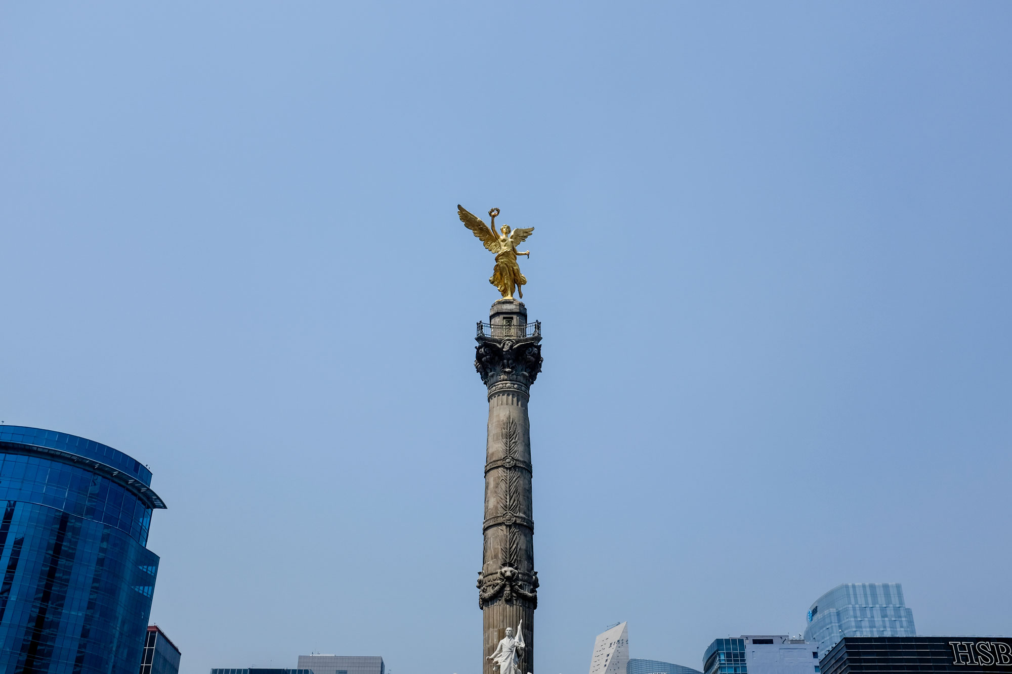 The upper portion of the Angel of Independence in Mexico City