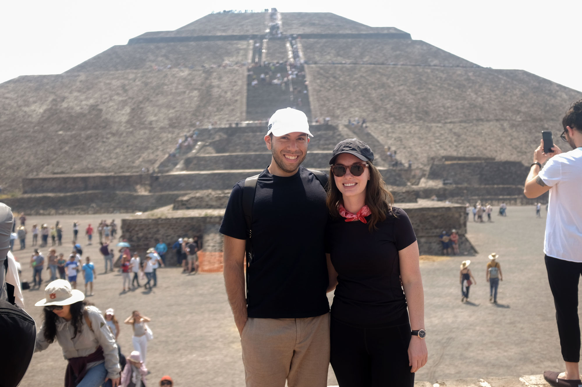 Krystal and Michael with pyramid of the sun in the background