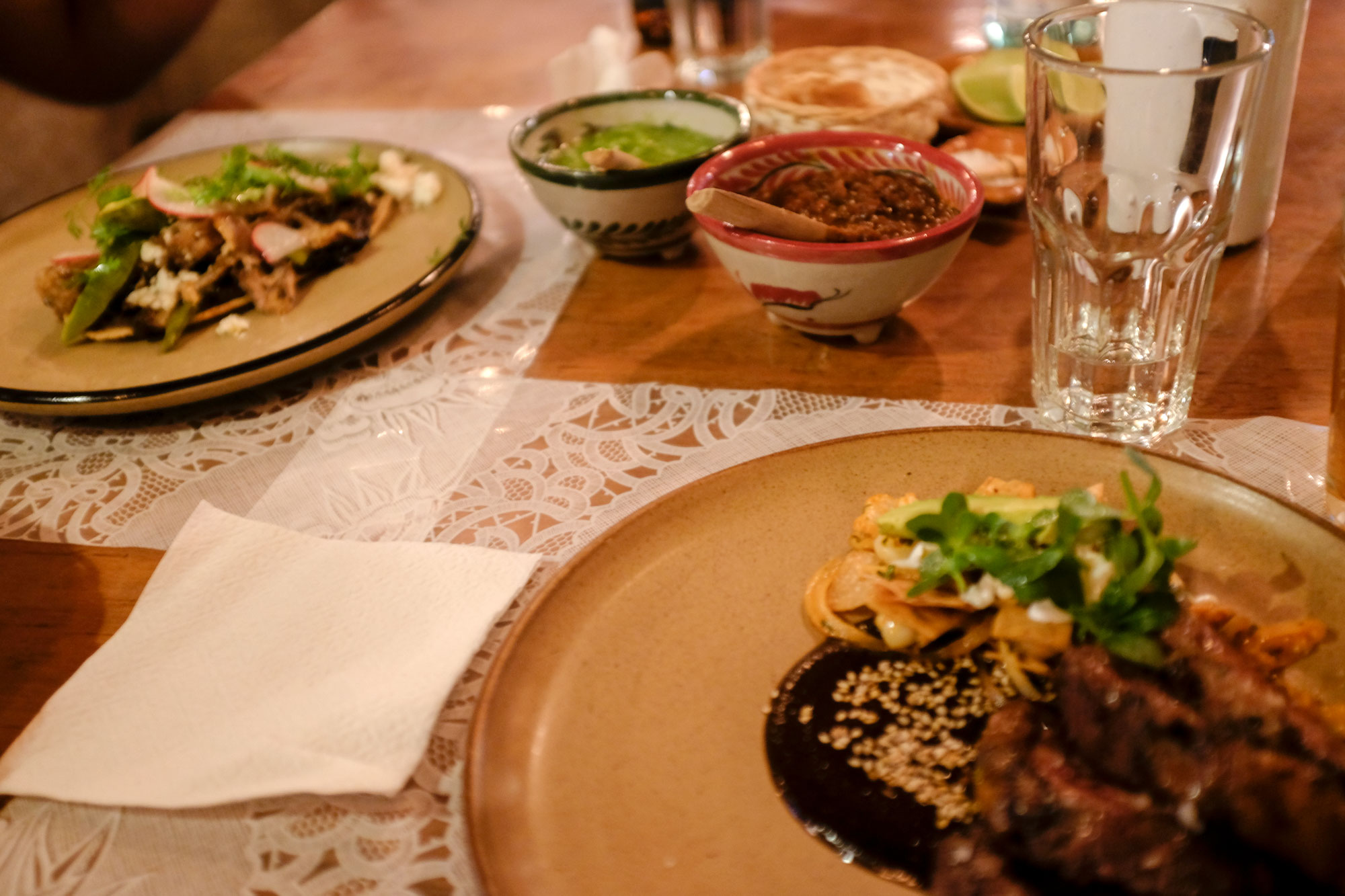 Dishes on the table at Fonda Fina