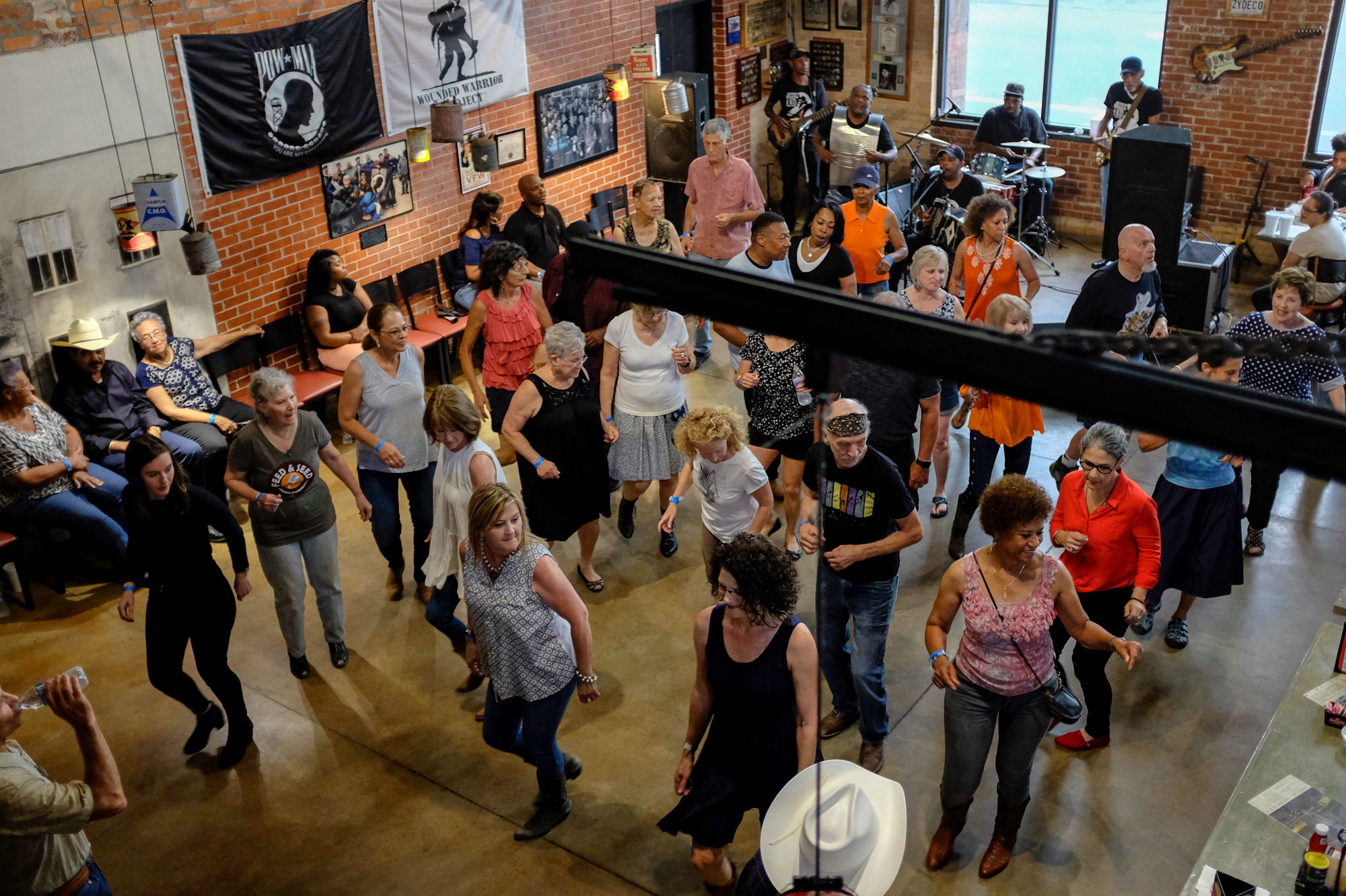 people line dancing (including Krystal, eek!)