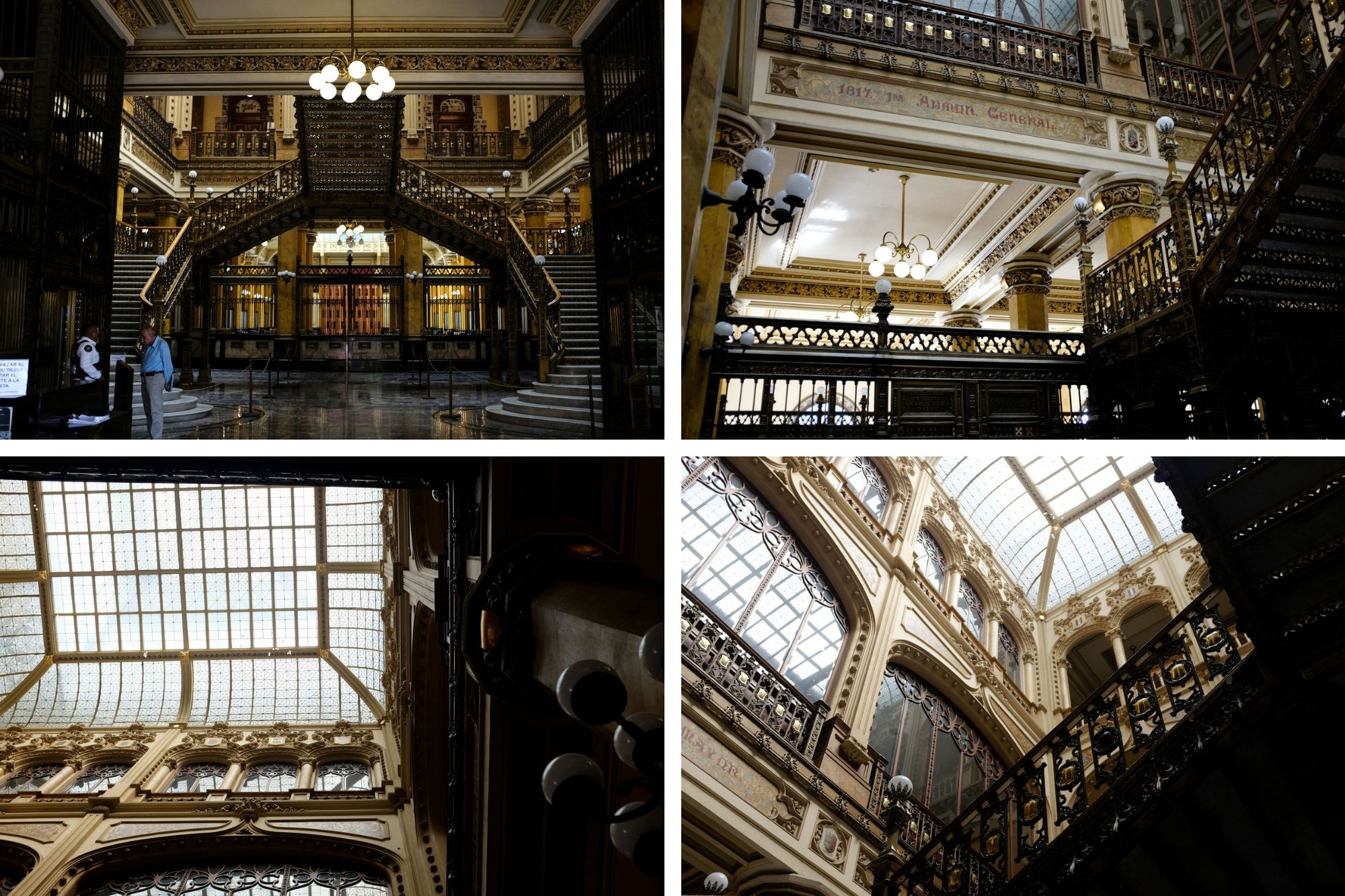 Photo collage of the ornate Palacio de Postal
