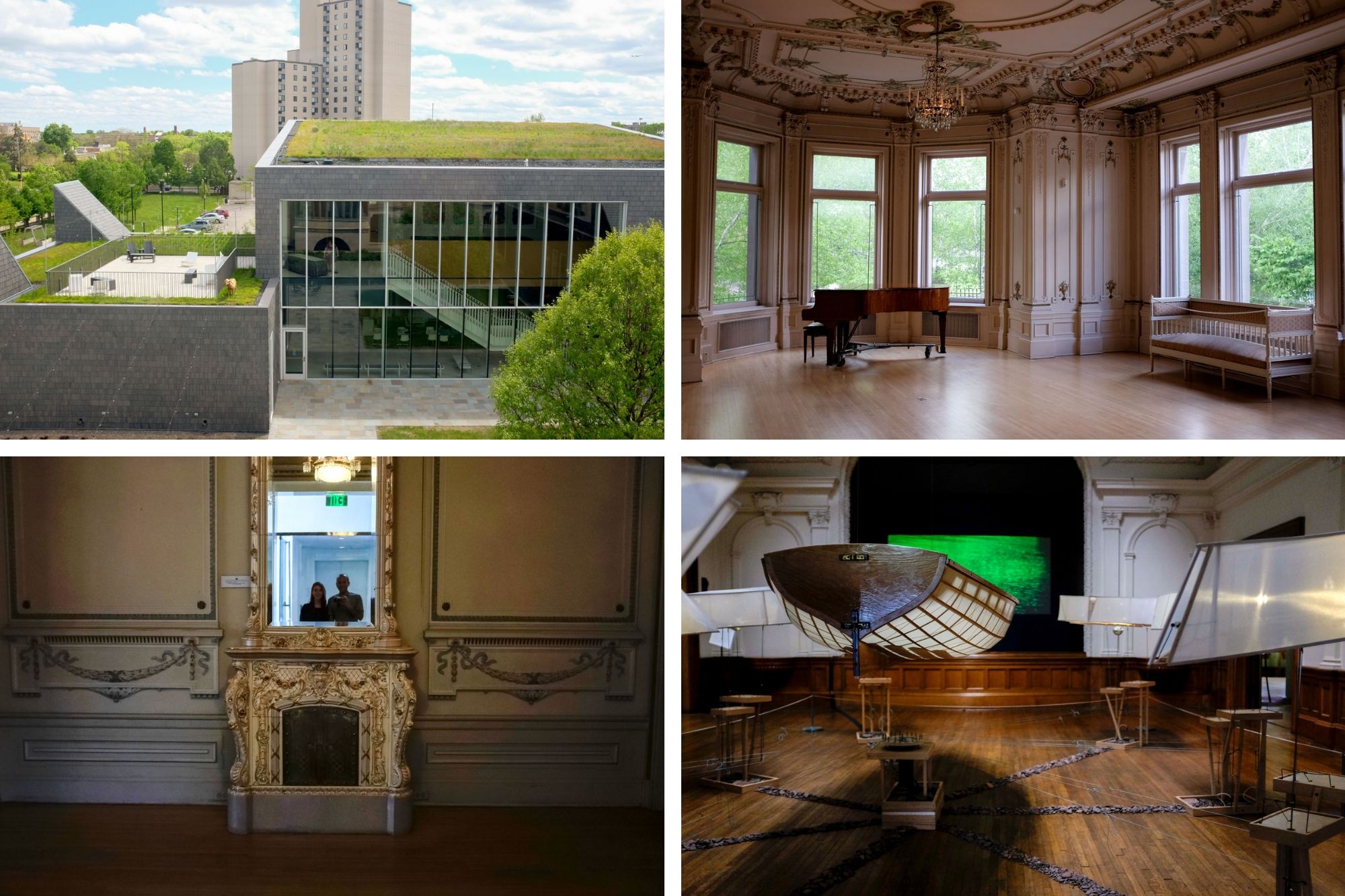 Collage of rooms in the American Swedish Institute