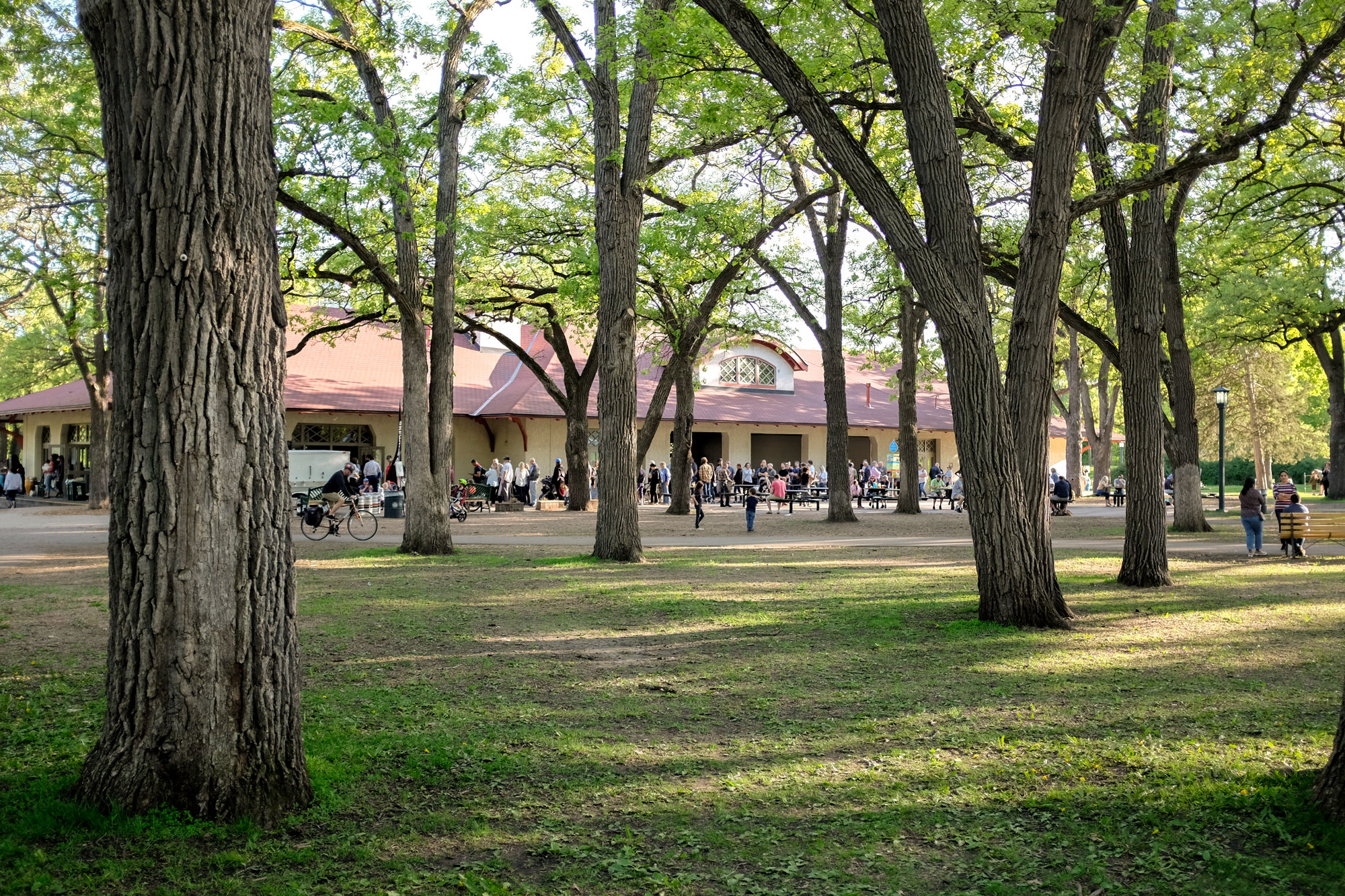 view of Sea Salt restaurant with a long line wrapping around the building